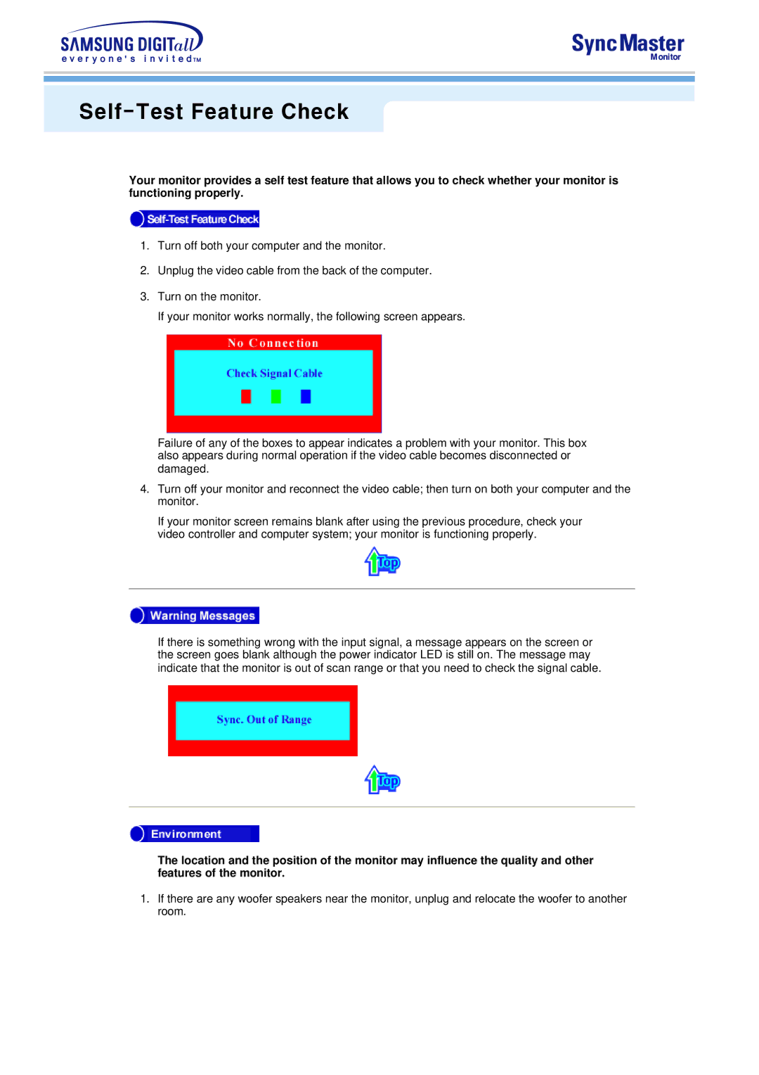 Samsung 753S, 753v manual Self-Test Feature Check 