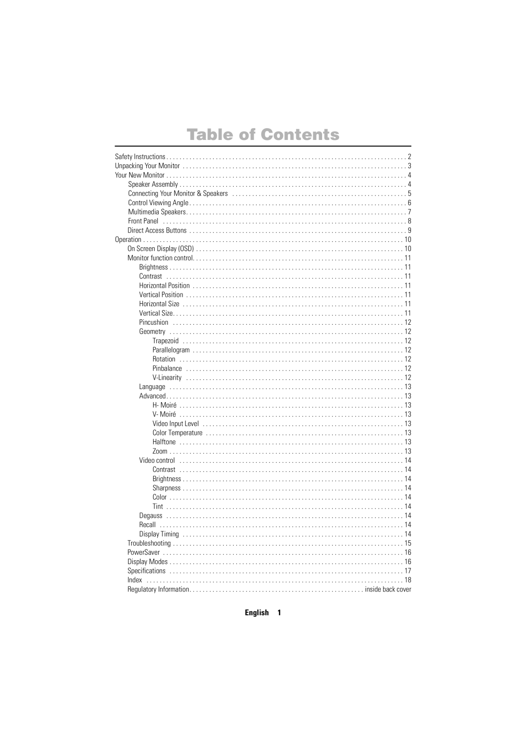 Samsung 755DFG manual Table of Contents 