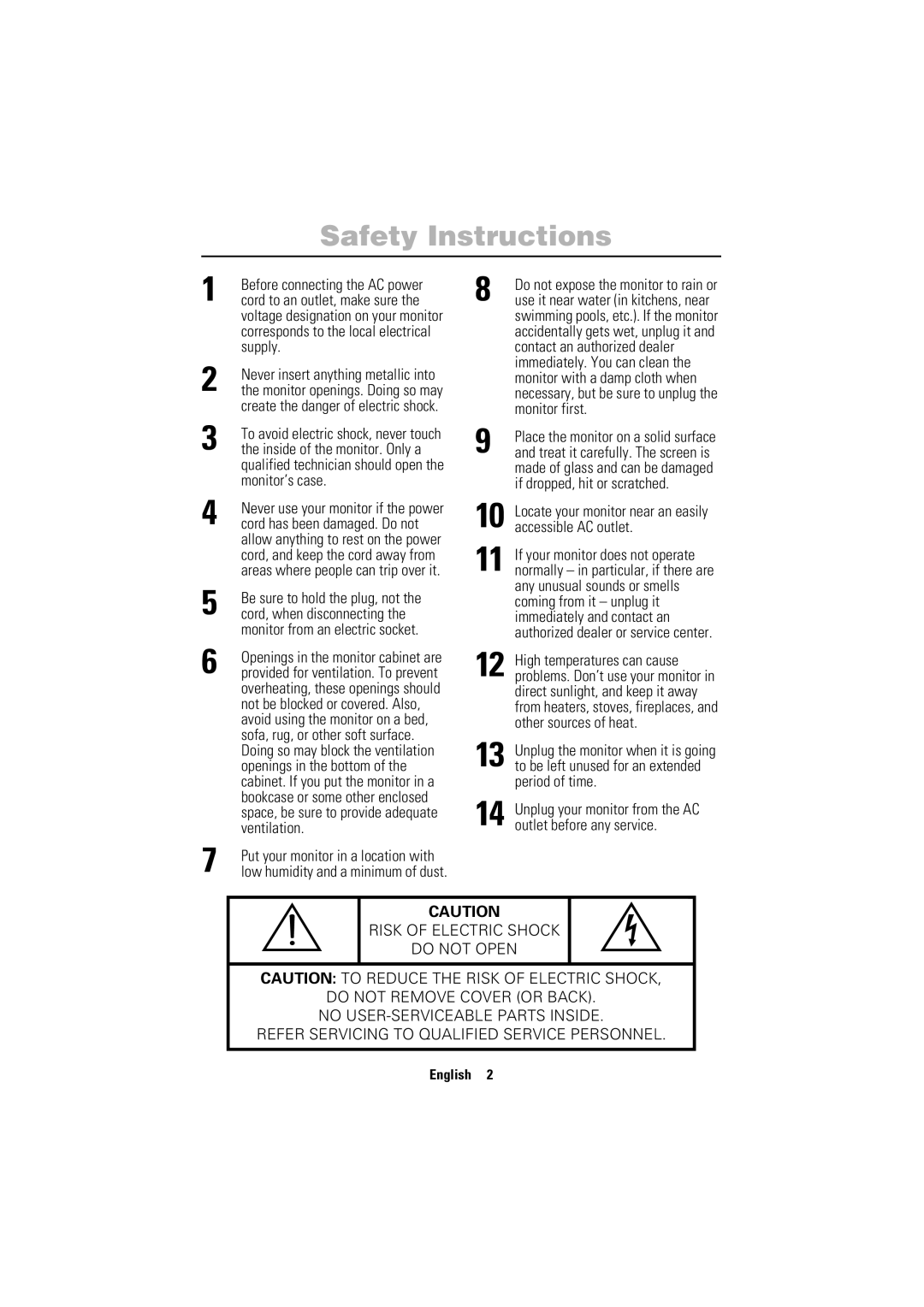 Samsung 755DFG manual Safety Instructions 