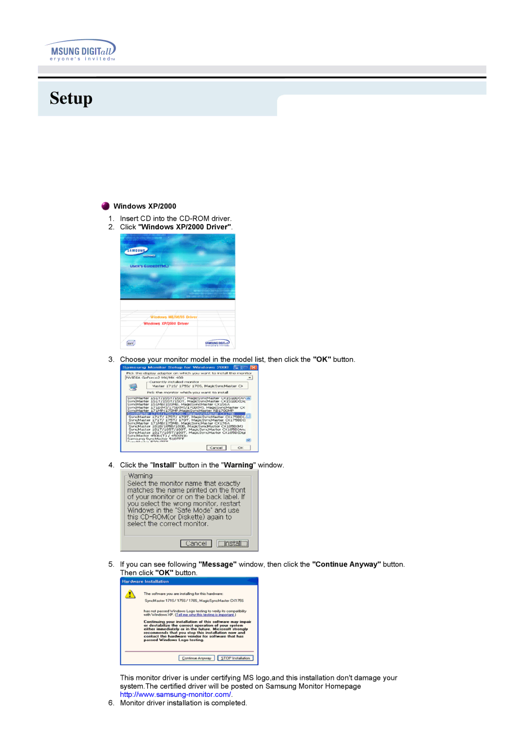 Samsung 757DFX manual Windows XP/2000 