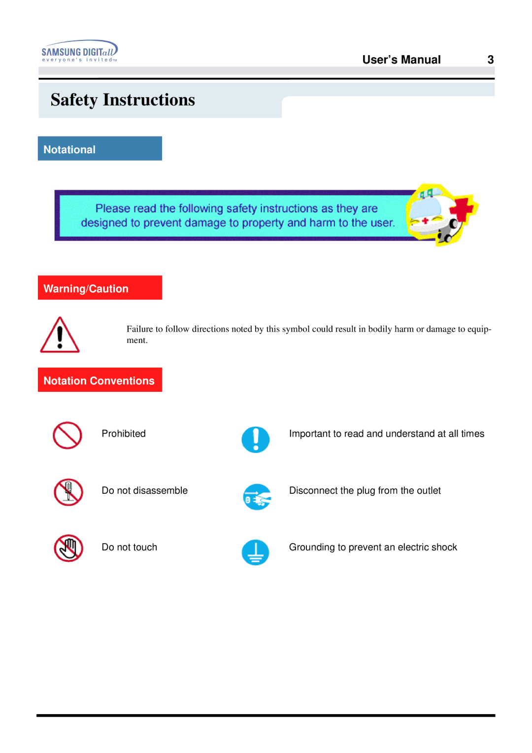 Samsung 757DFX manual Safety Instructions, Notational, Notation Conventions 