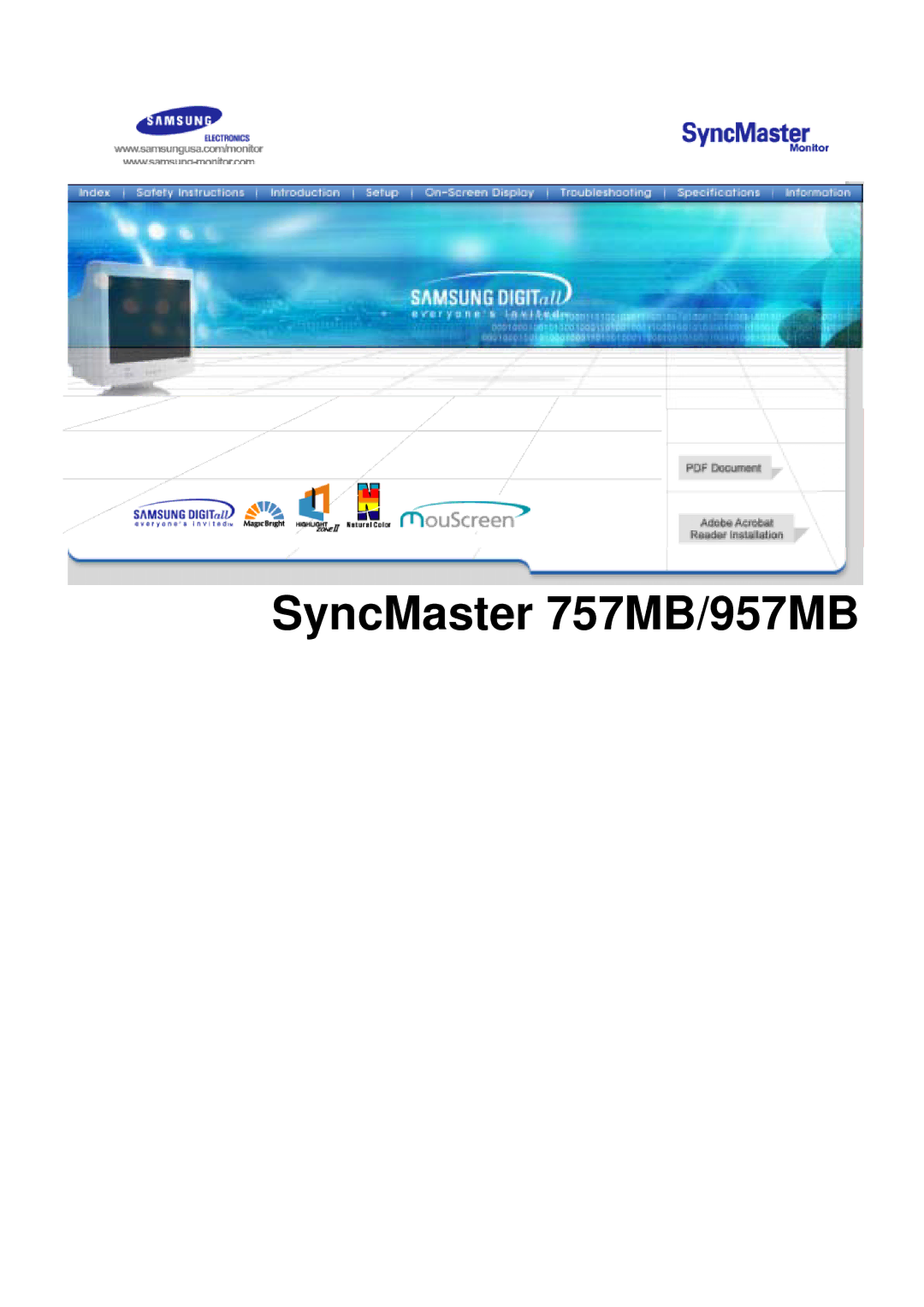 Samsung manual SyncMaster 757MB/957MB 