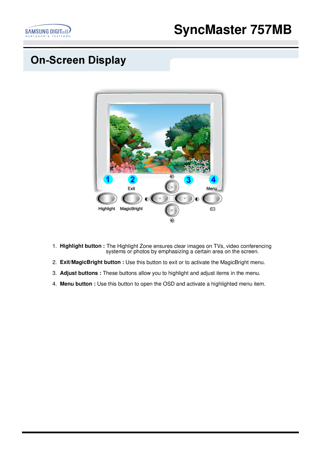 Samsung 757MB manual On-Screen Display 