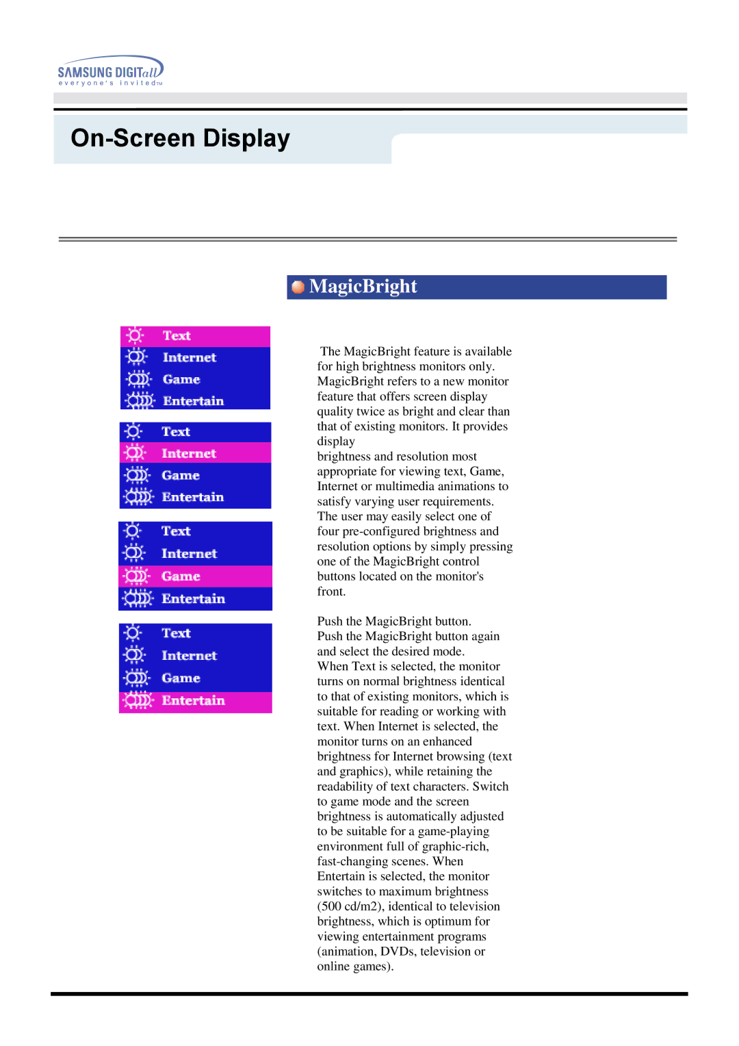 Samsung 757MB manual MagicBright 