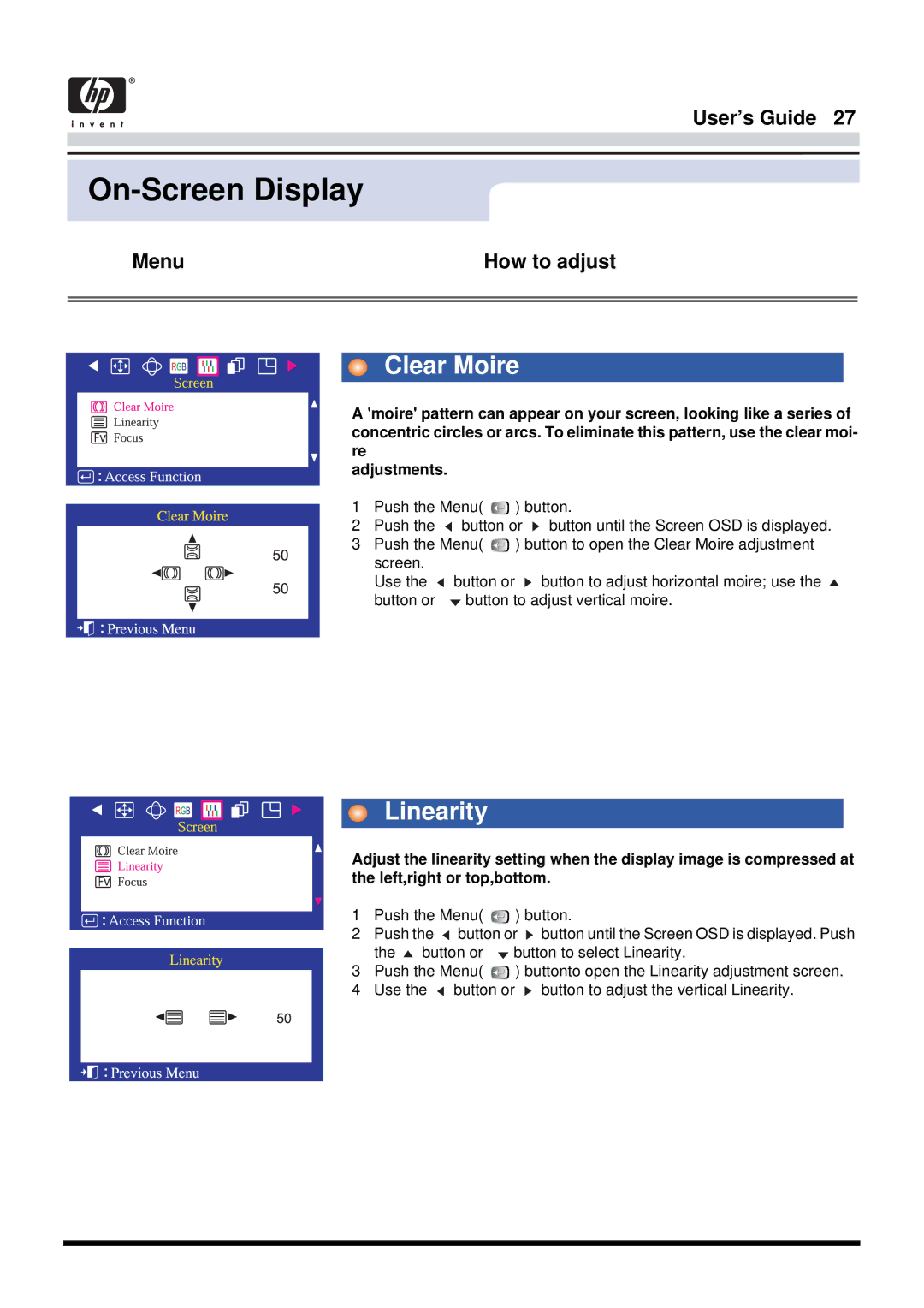 Samsung 757MB manual Clear Moire, Linearity 