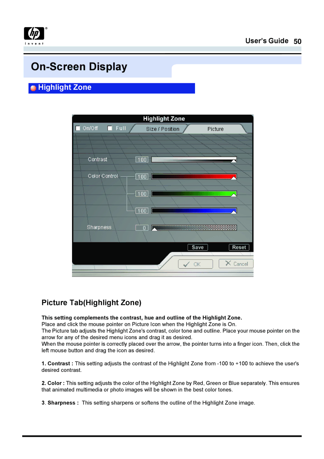 Samsung 757MB manual Picture TabHighlight Zone 