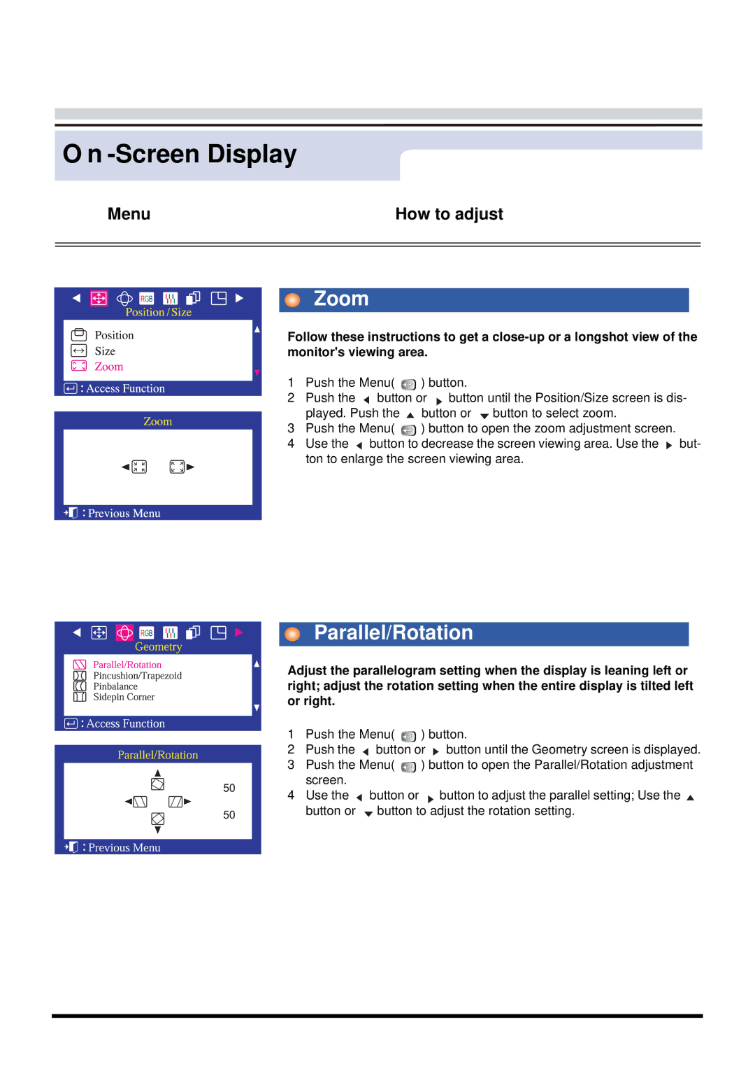 Samsung 757MB manual Screen Display 