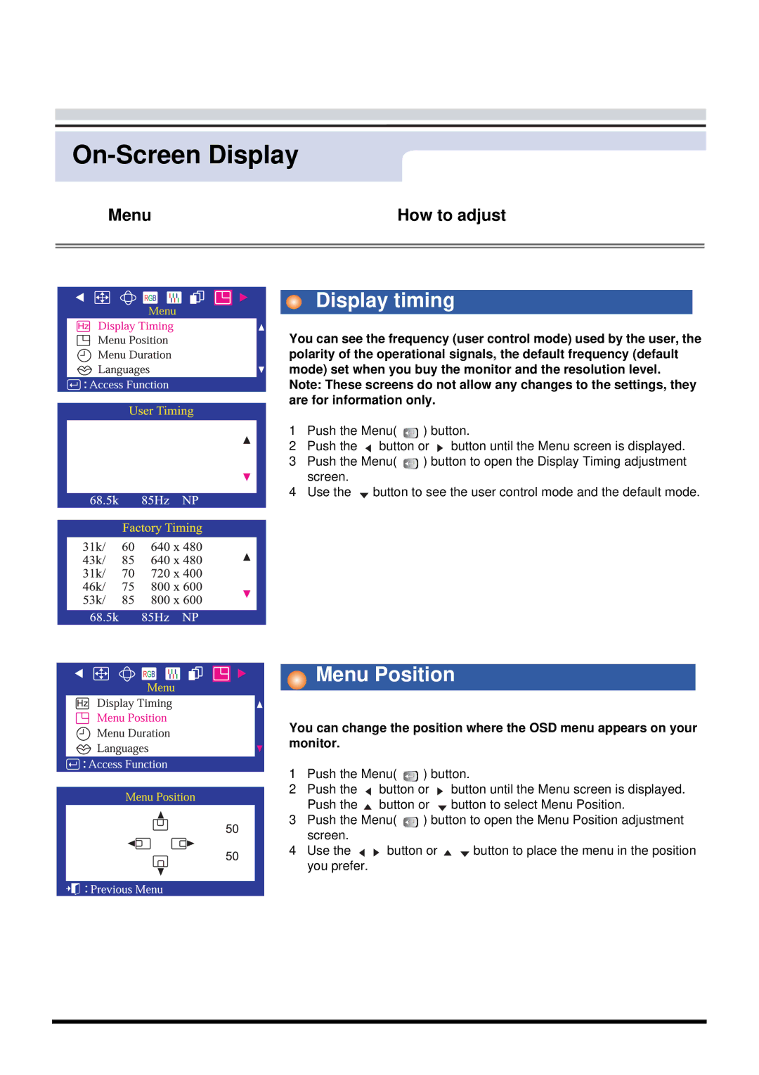 Samsung 757MB manual On-Screen Display 