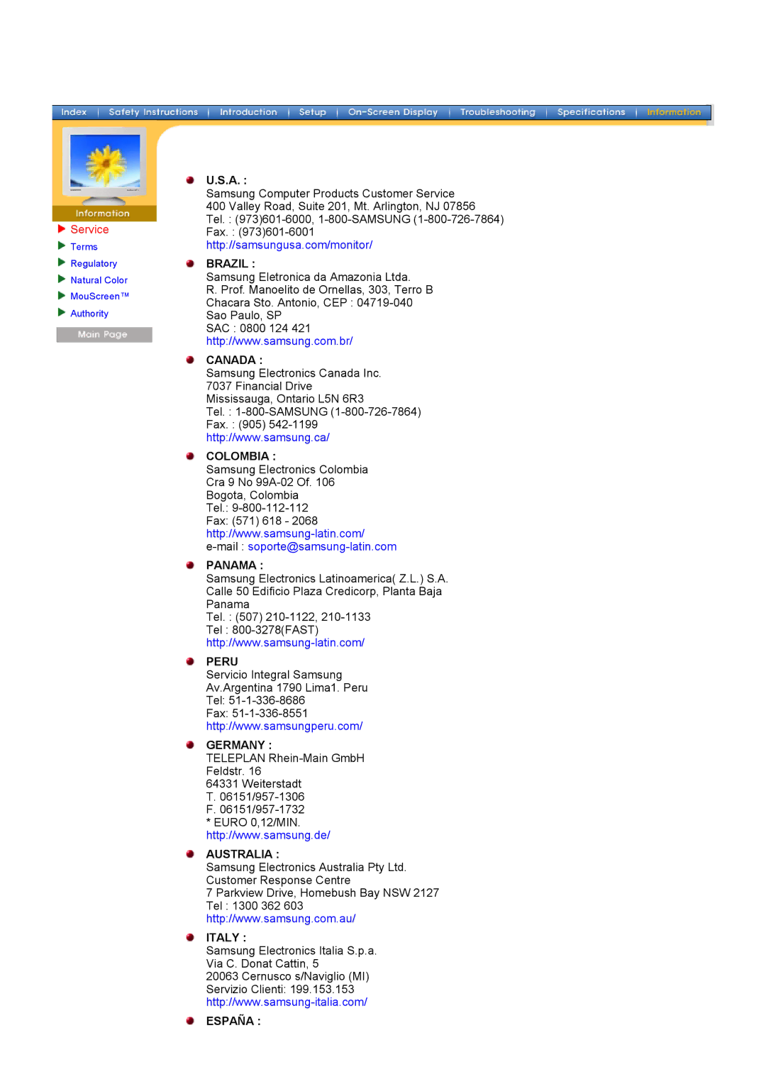 Samsung 757MB manual Service, Brazil 