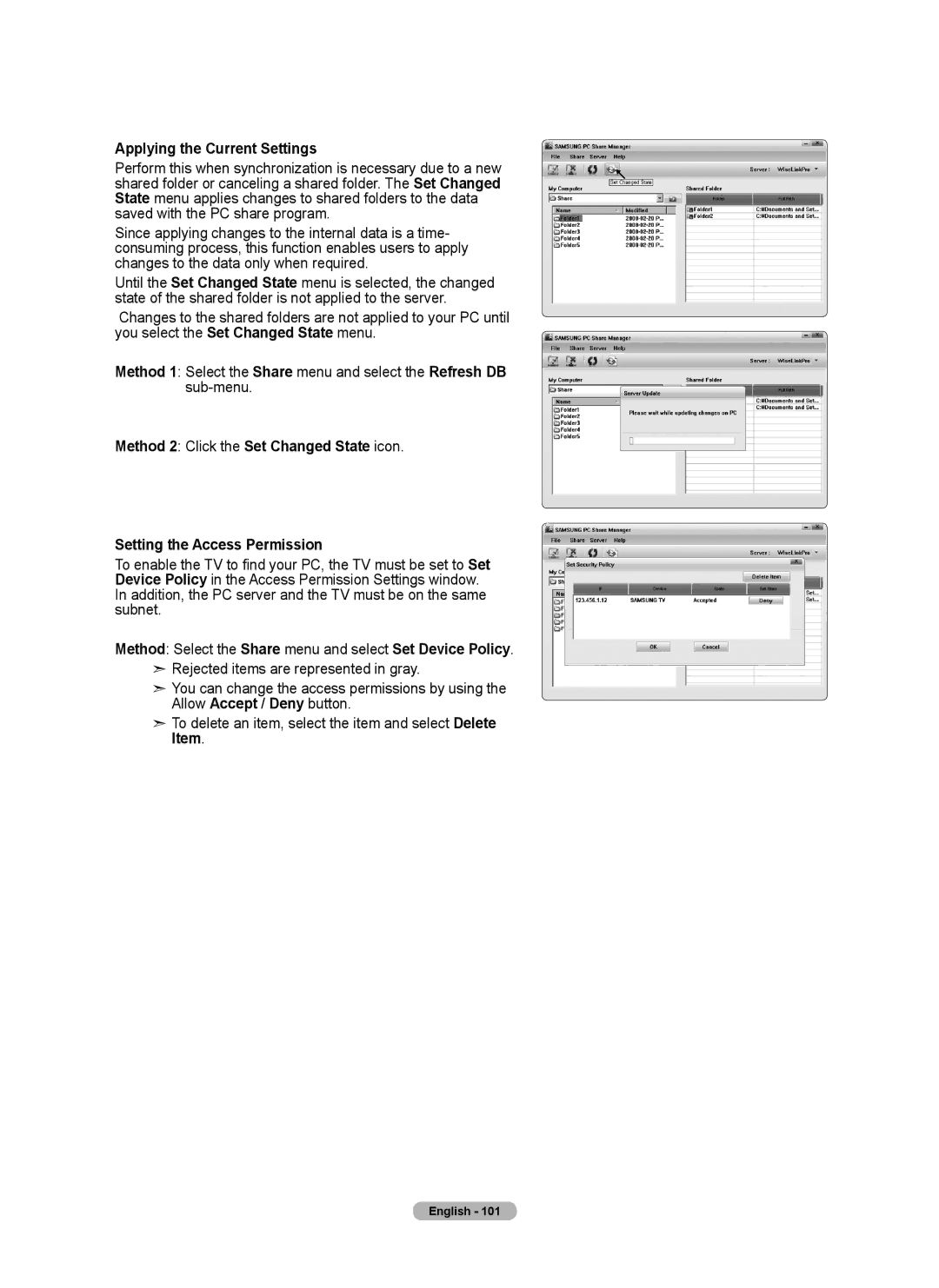 Samsung 760 Series user manual Applying the Current Settings 