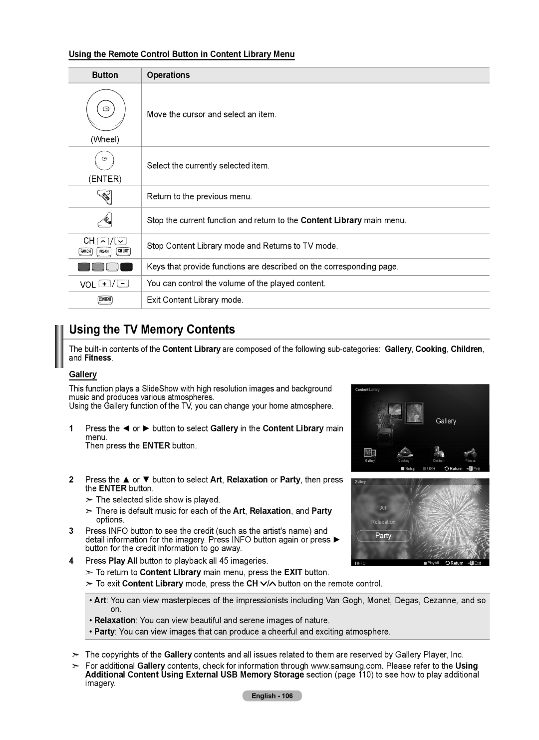 Samsung 760 Series user manual Using the TV Memory Contents 