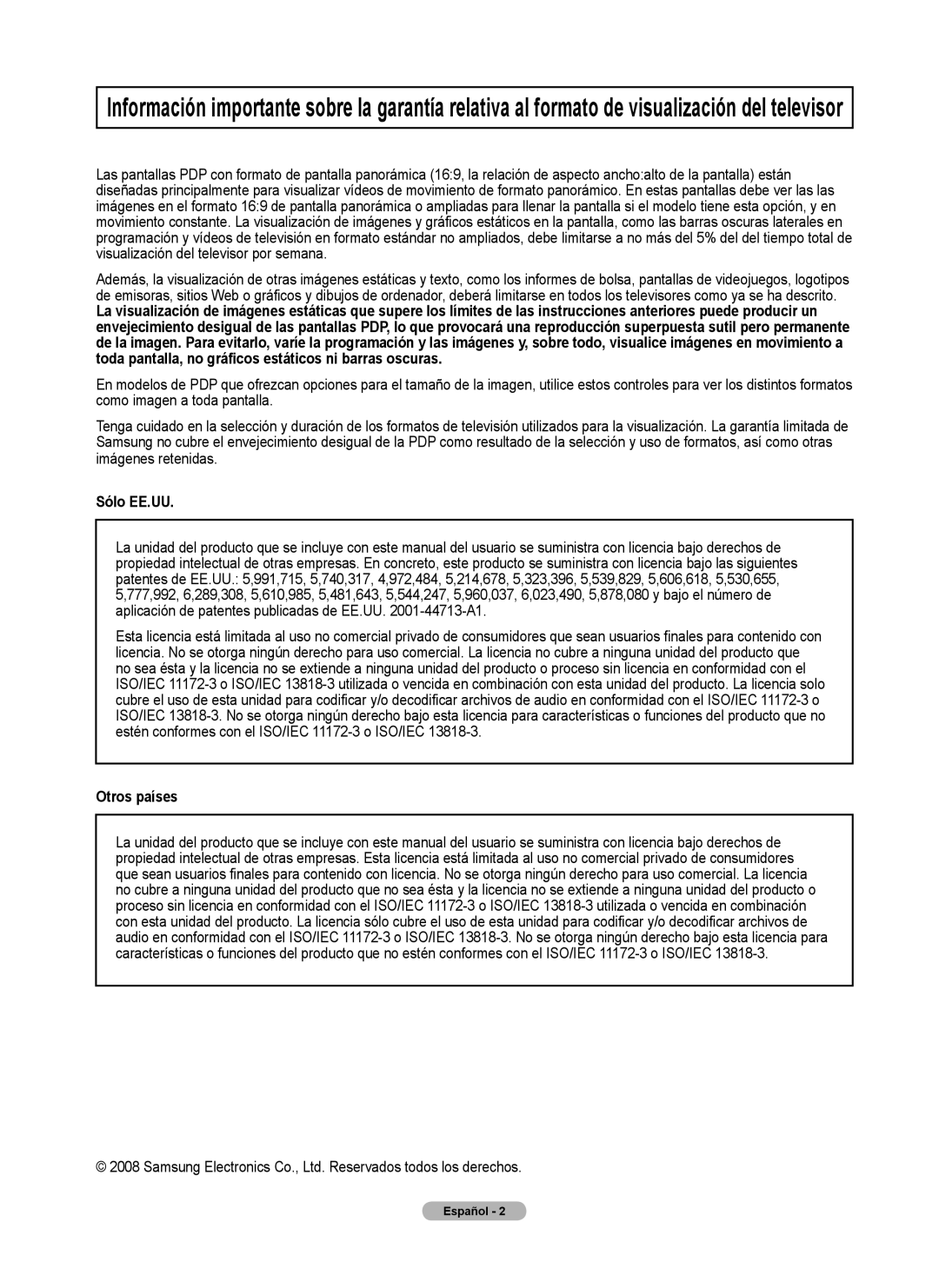 Samsung 760 Series user manual Sólo EE.UU, Otros países 