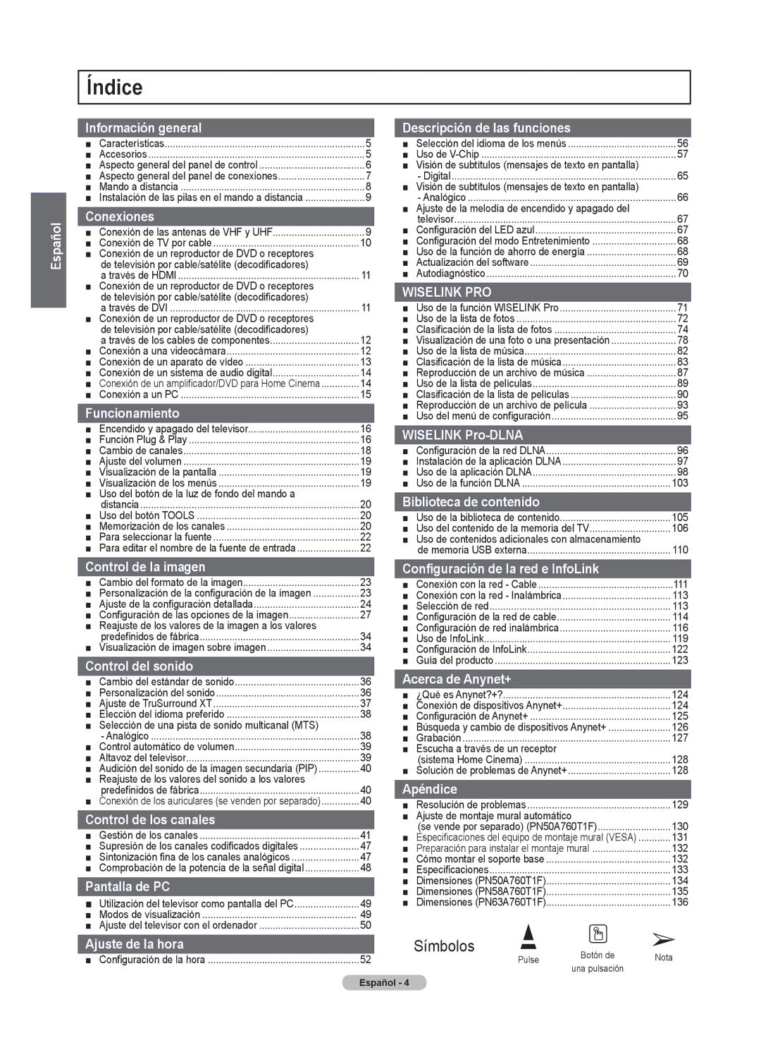 Samsung 760 Series user manual Índice 