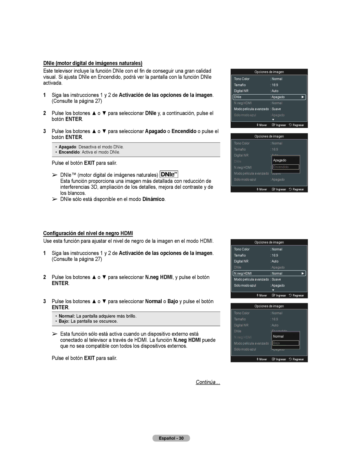 Samsung 760 Series user manual DNIe motor digital de imágenes naturales, Configuración del nivel de negro Hdmi 