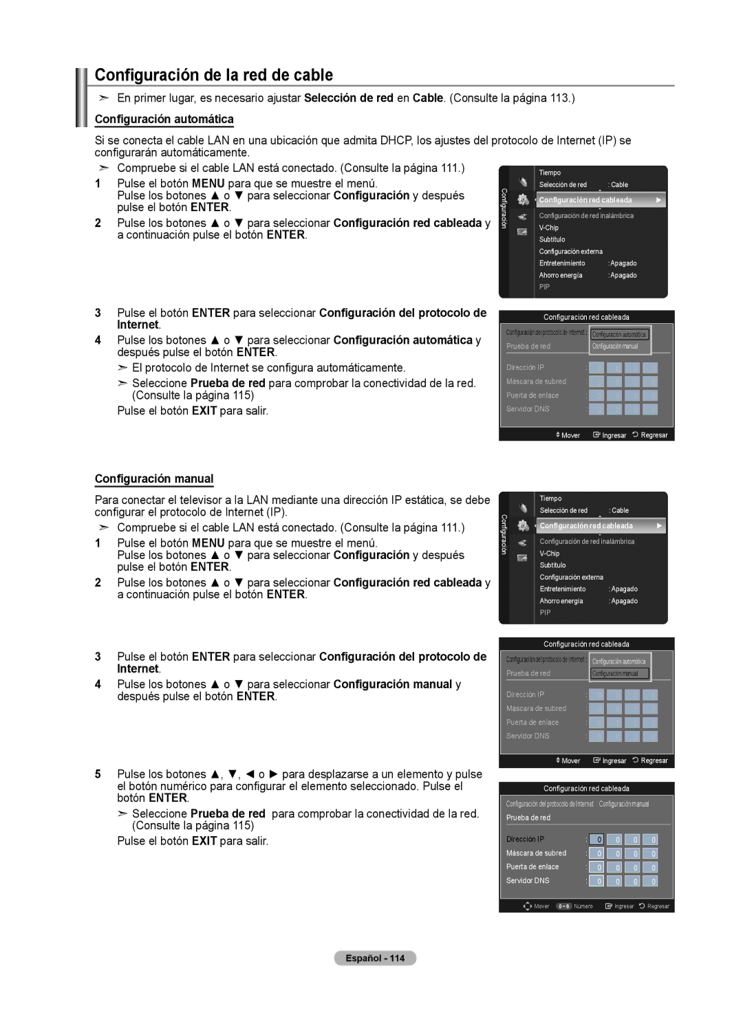 Samsung 760 Series Configuración de la red de cable, Configuración automática, Continuación pulse el botón Enter, Internet 