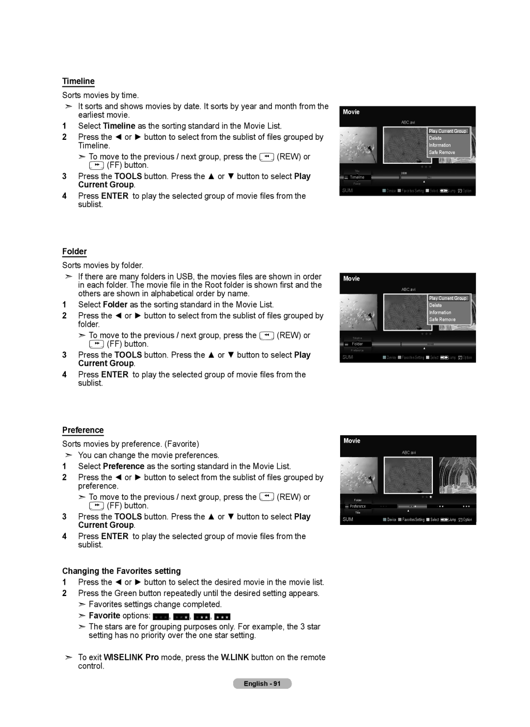 Samsung 760 Series user manual Folder Preference Title 