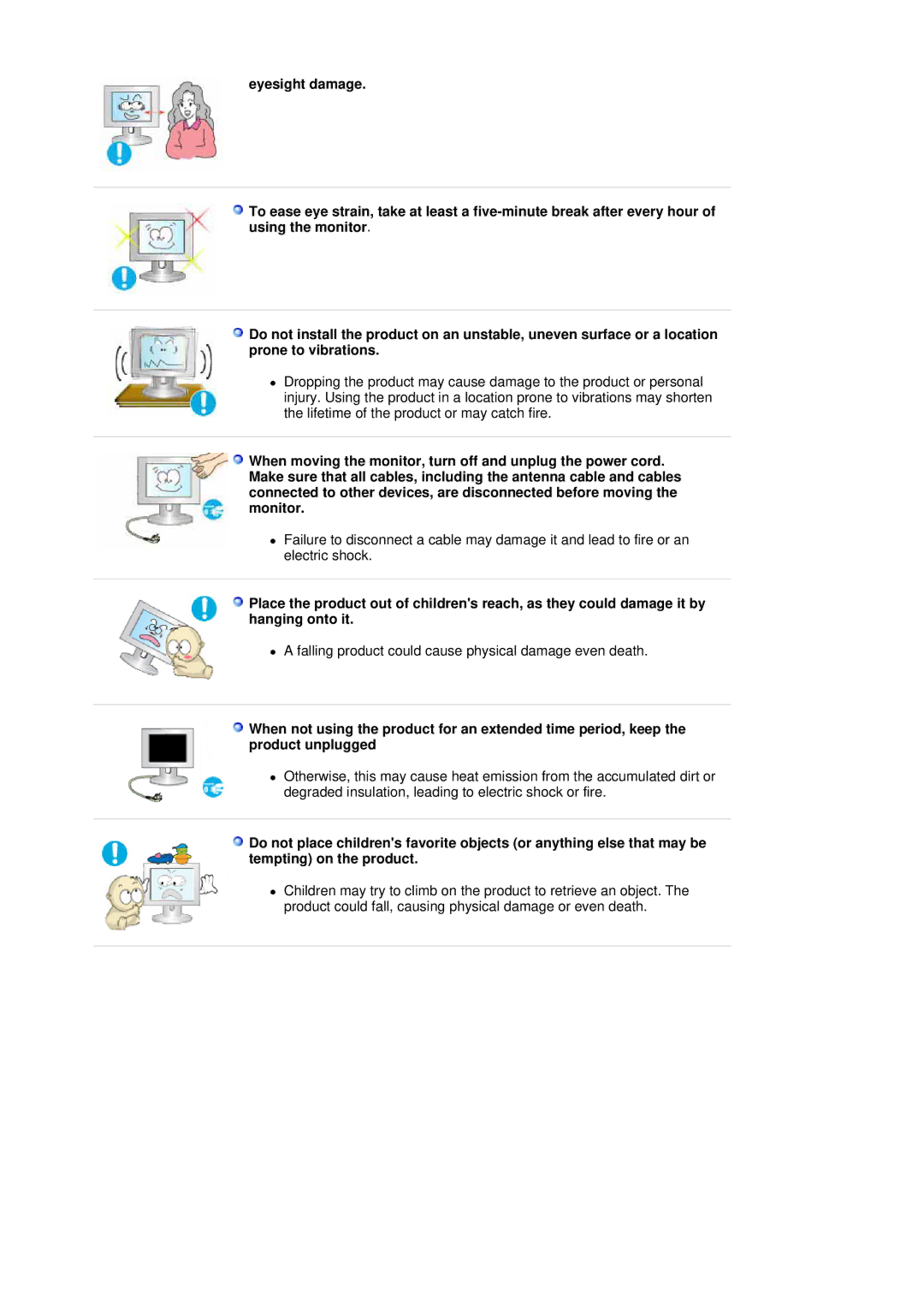 Samsung 960BF, 760BF manual Falling product could cause physical damage even death 