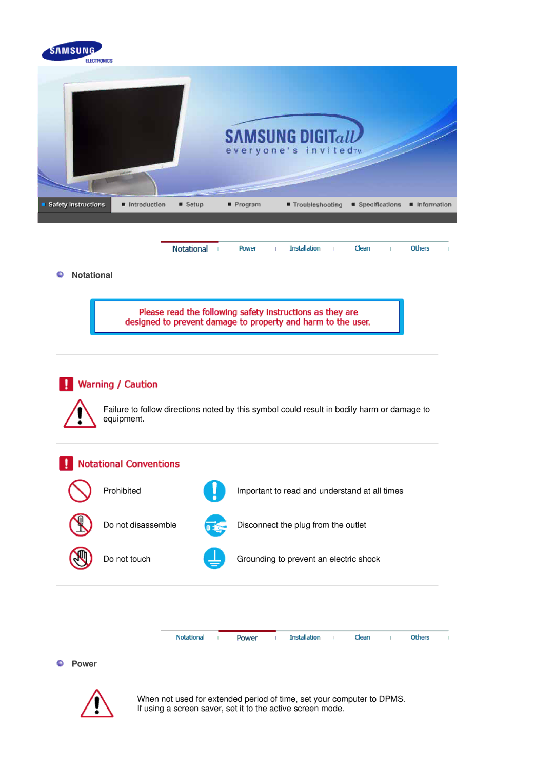 Samsung 760BF manual Notational, Power 