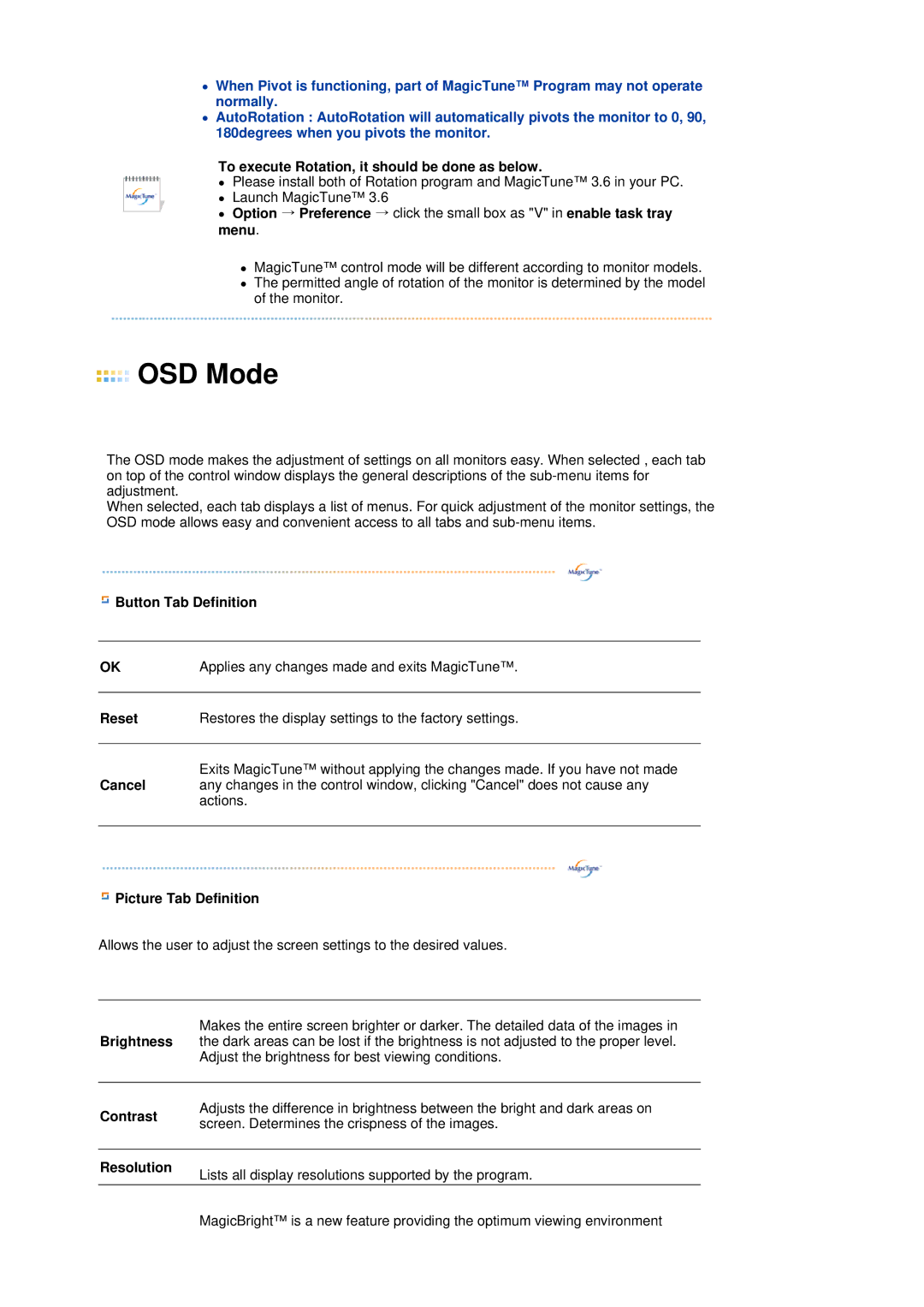 Samsung 760BF manual OSD Mode 