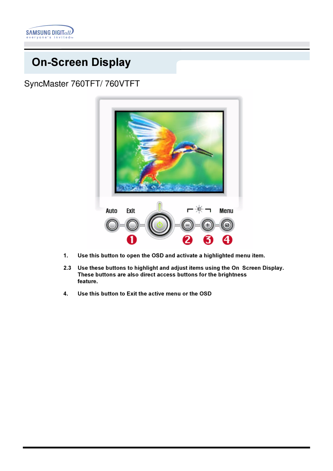 Samsung 760TFT manual On-Screen Display 