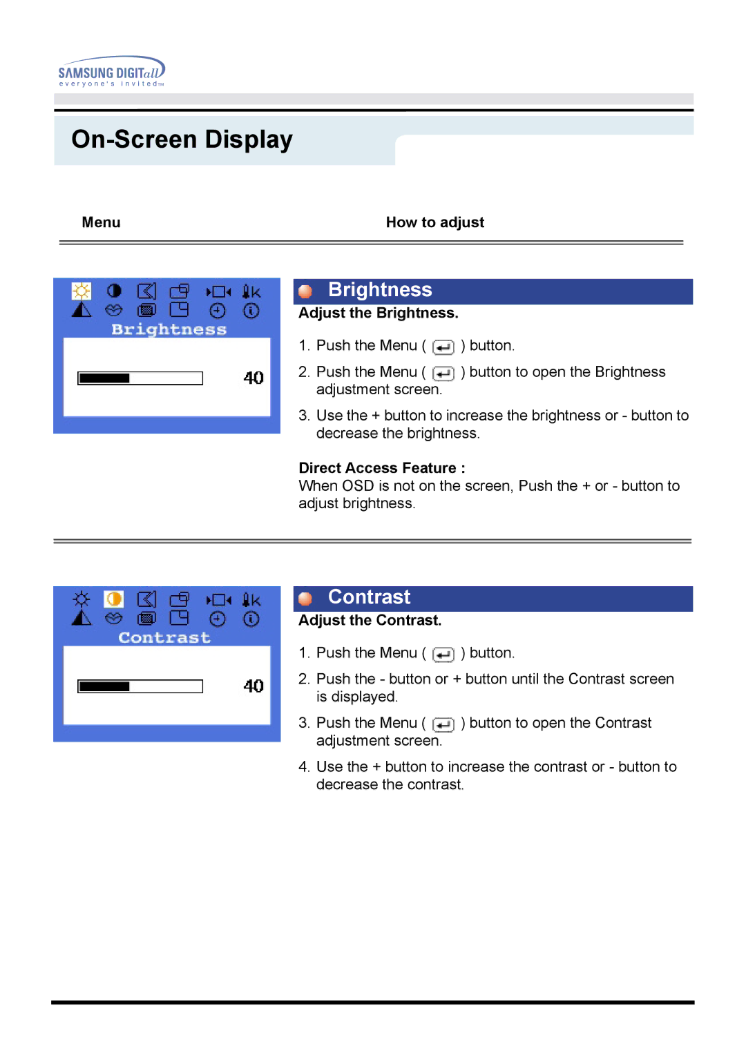 Samsung 760TFT manual Brightness, Contrast 