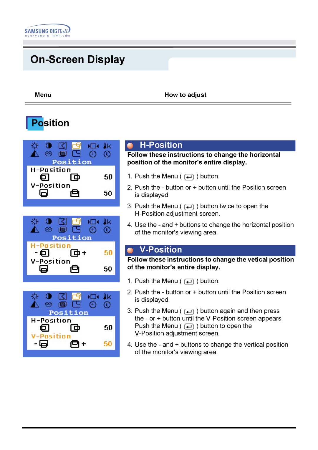 Samsung 760TFT manual Position 