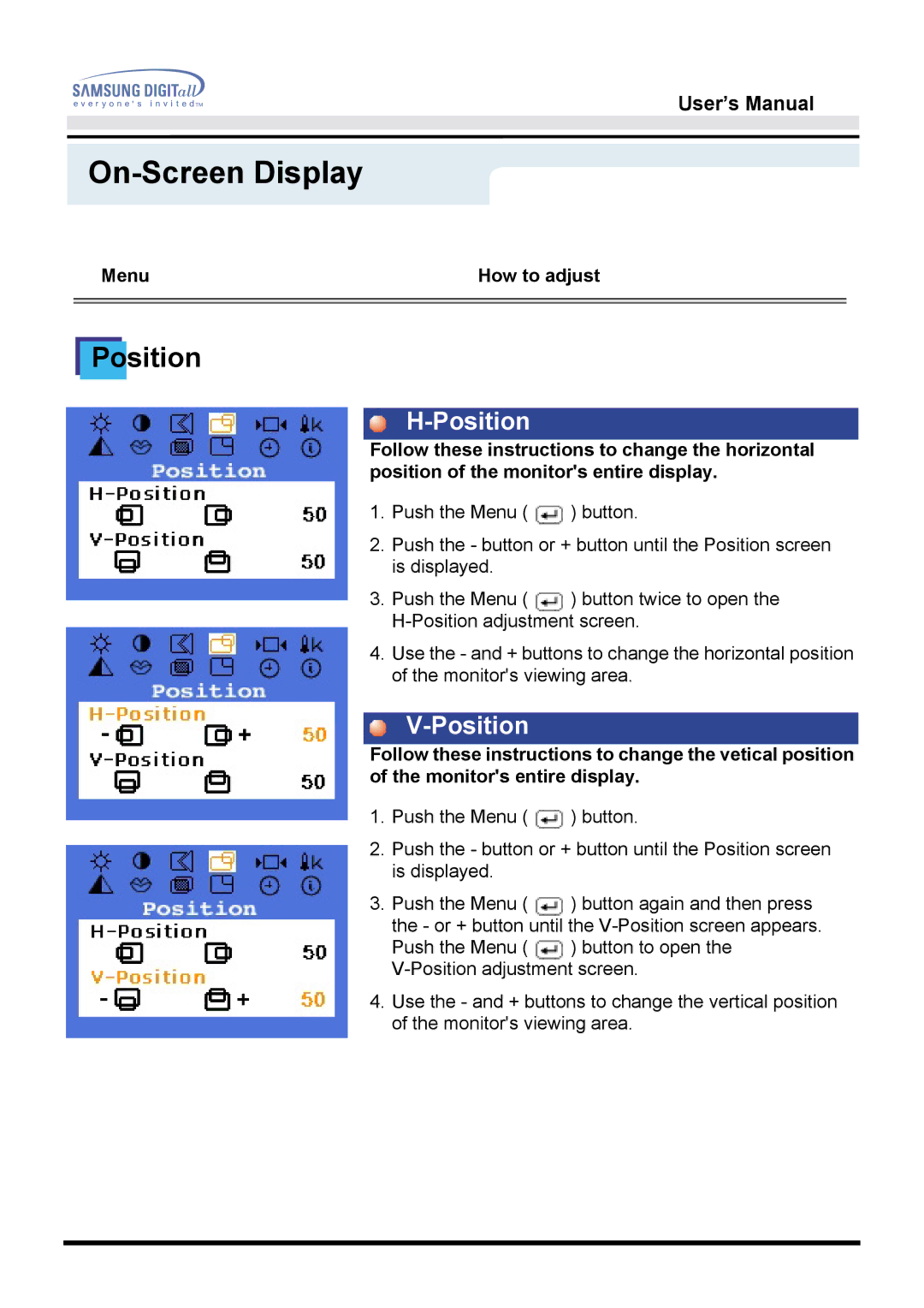 Samsung 760TFT manual Position 