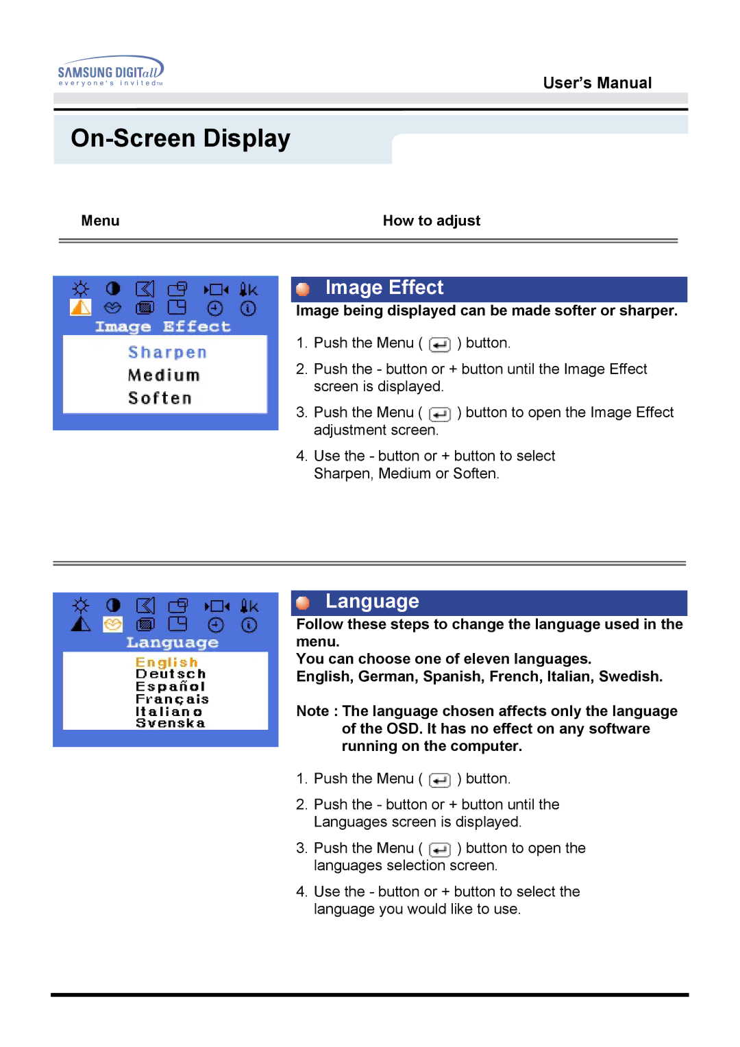 Samsung 760TFT manual Image Effect 