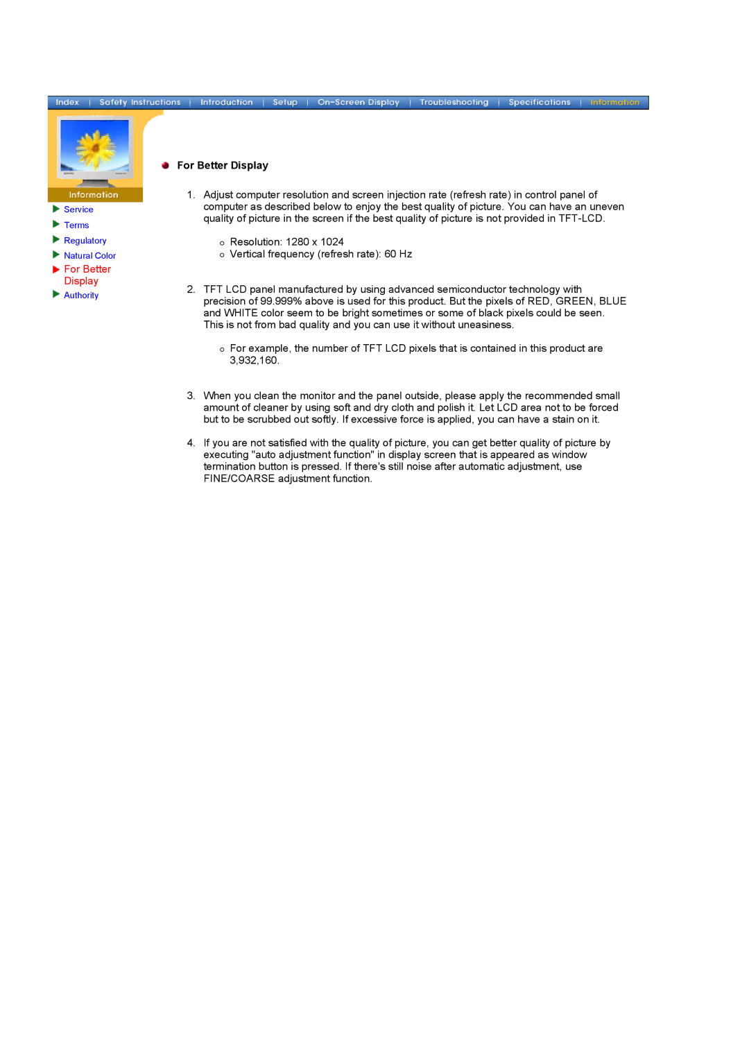 Samsung 760TFT manual For Better Display 