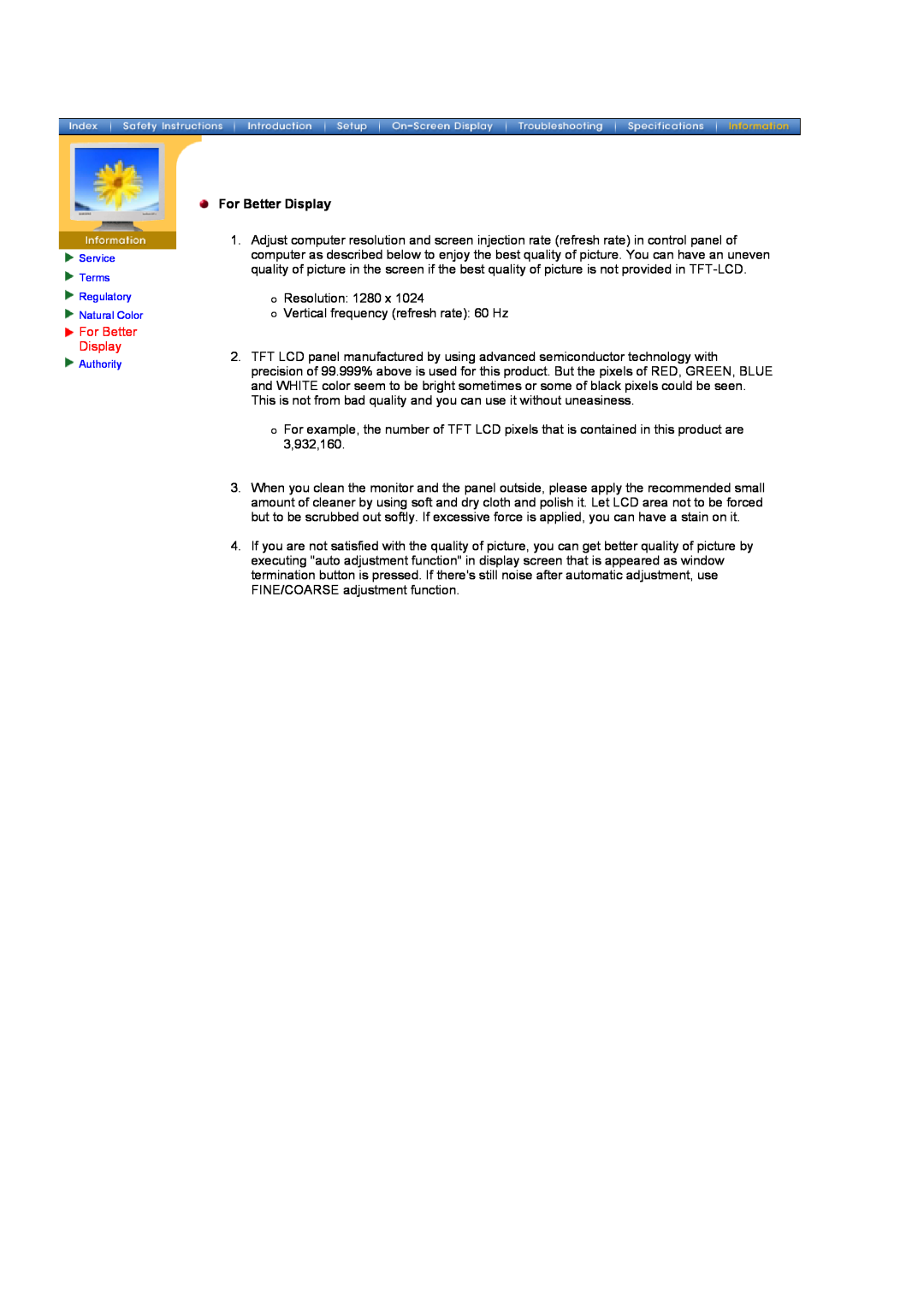 Samsung 760TFT manual For Better Display 