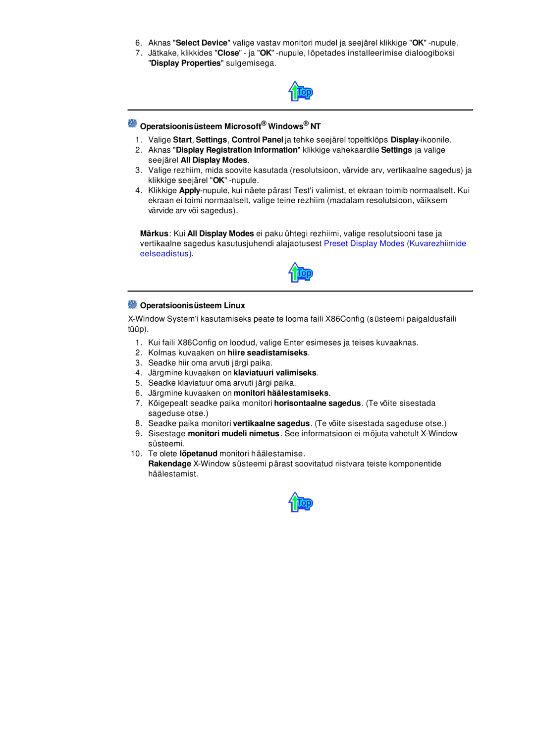 Samsung 765MB manual Operatsioonisüsteem Microsoft Windows NT, Operatsioonisüsteem Linux 