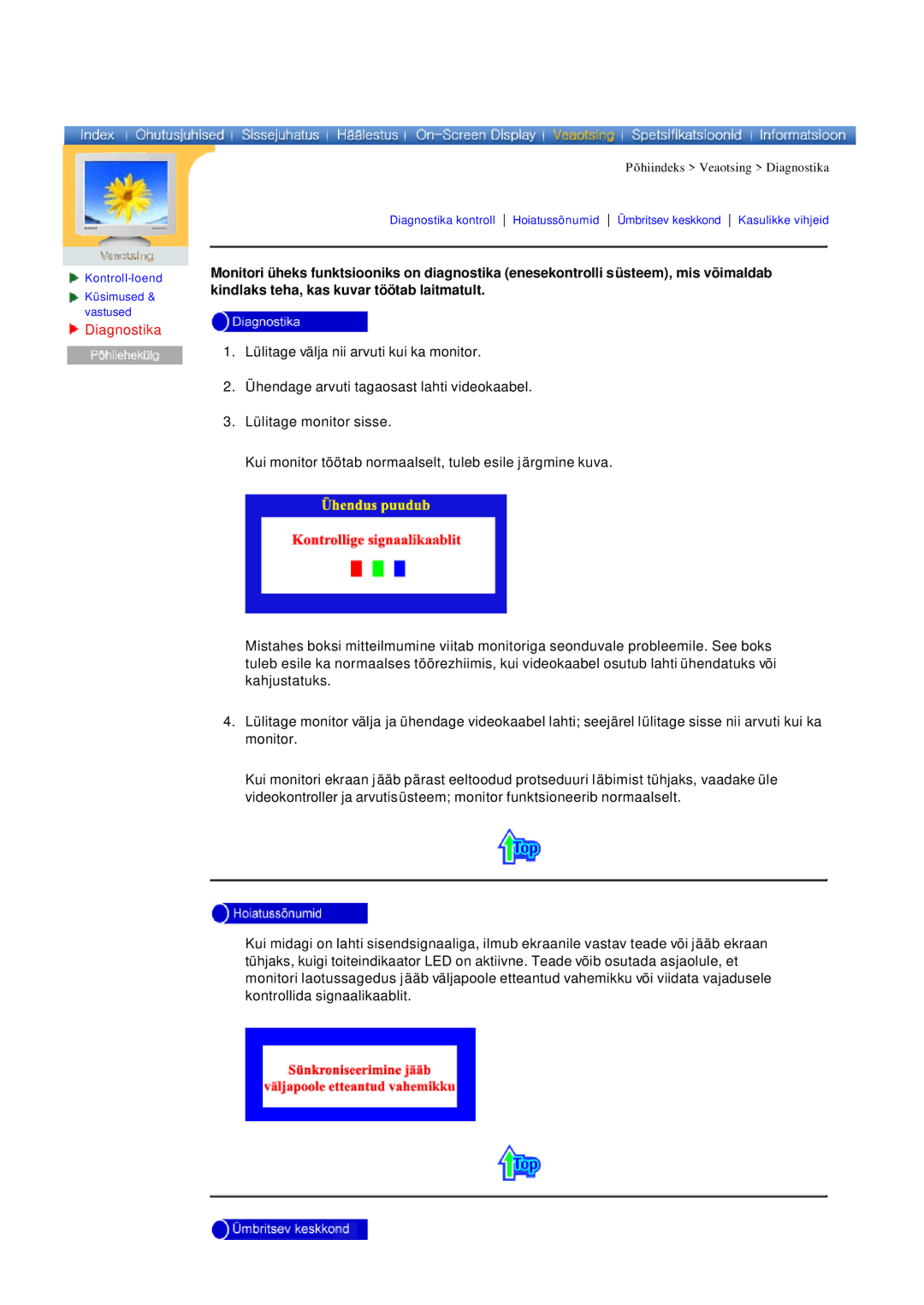 Samsung 765MB manual Diagnostika 