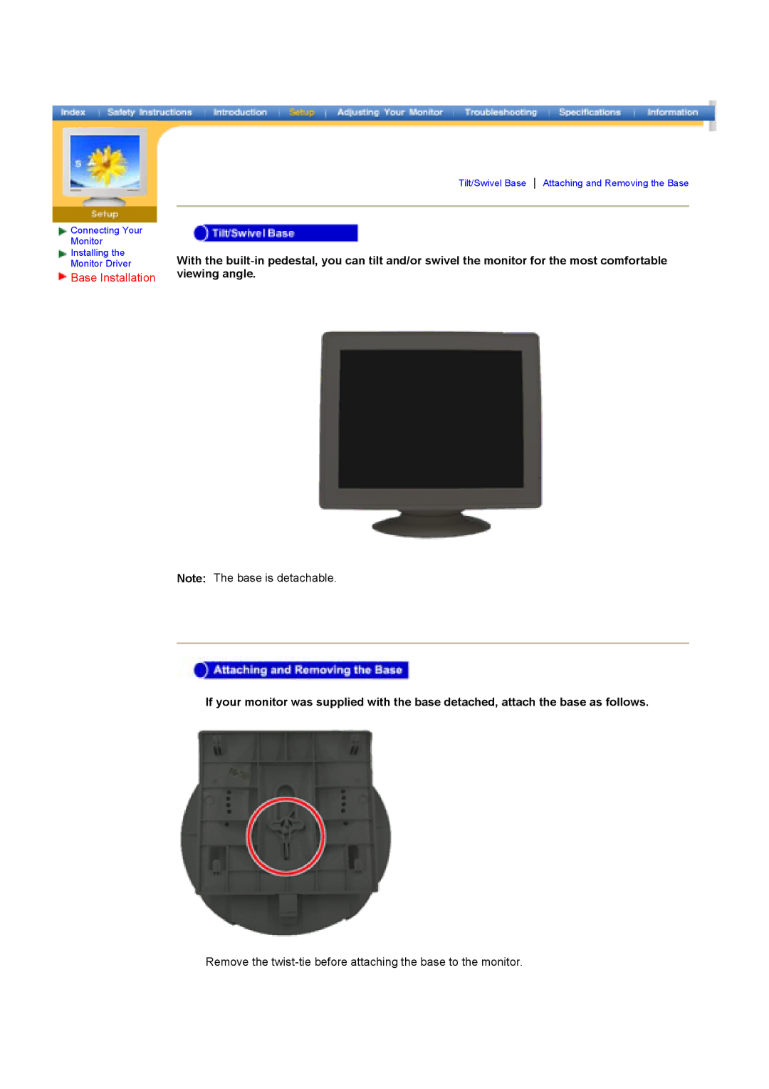 Samsung 790DF manual Base Installation 