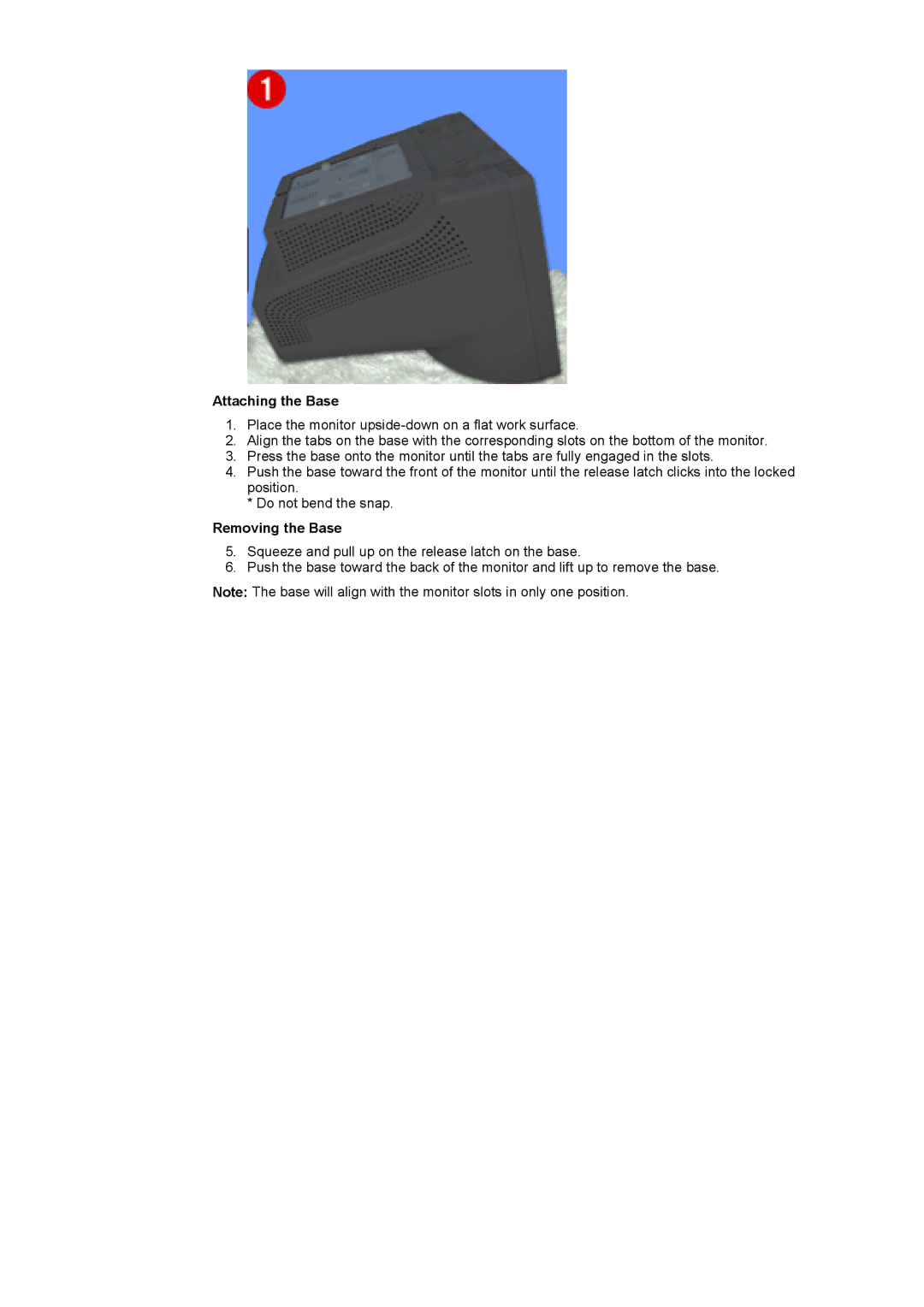 Samsung 790DF manual Attaching the Base, Removing the Base 