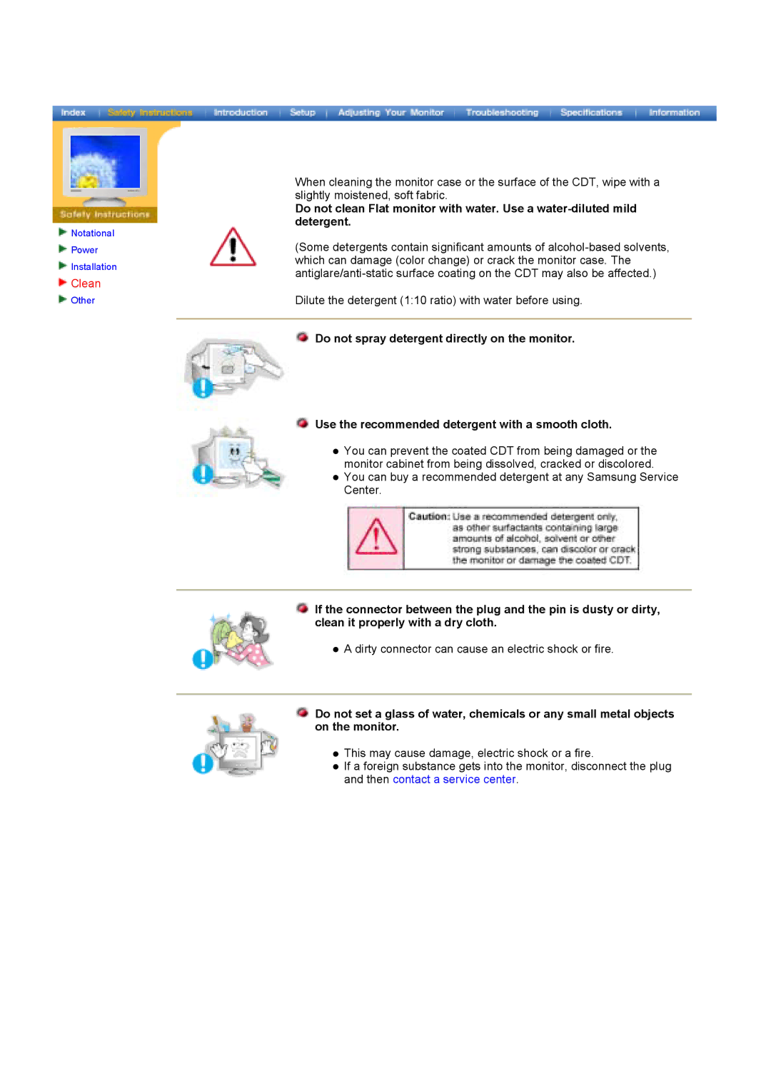 Samsung 790DF manual Clean 