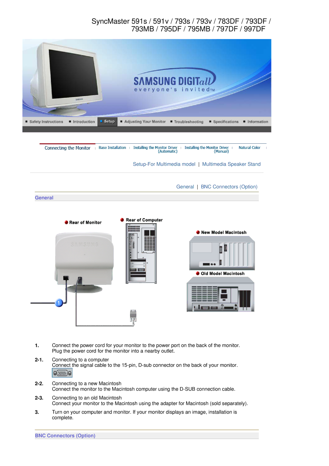 Samsung 793V, 793S, 797DF, 795DF, 795MB, 783DF, 591v, 793DF manual General 