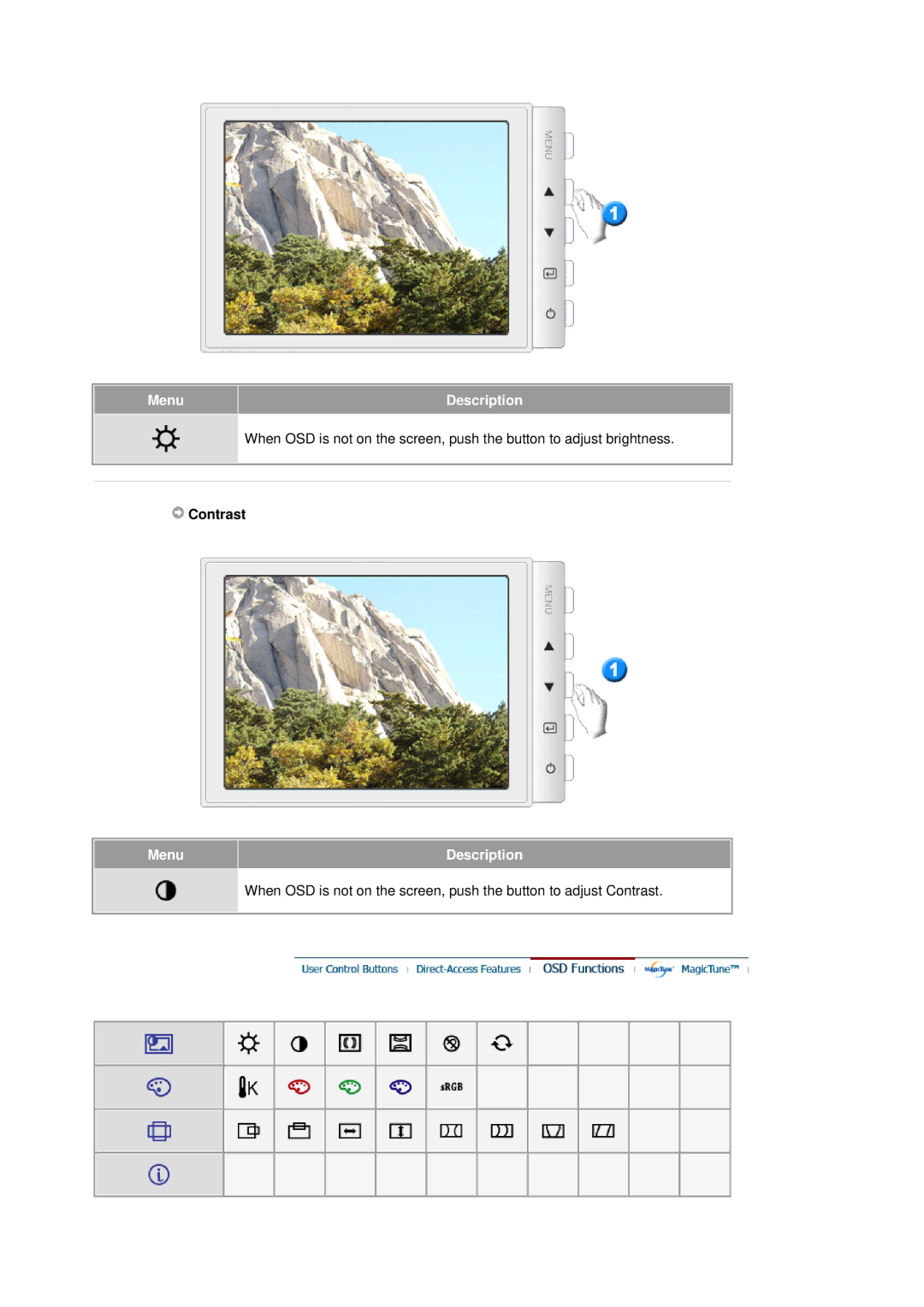 Samsung 783DF, 793S, 797DF, 793V, 795DF, 795MB, 591v, 793DF manual Contrast 