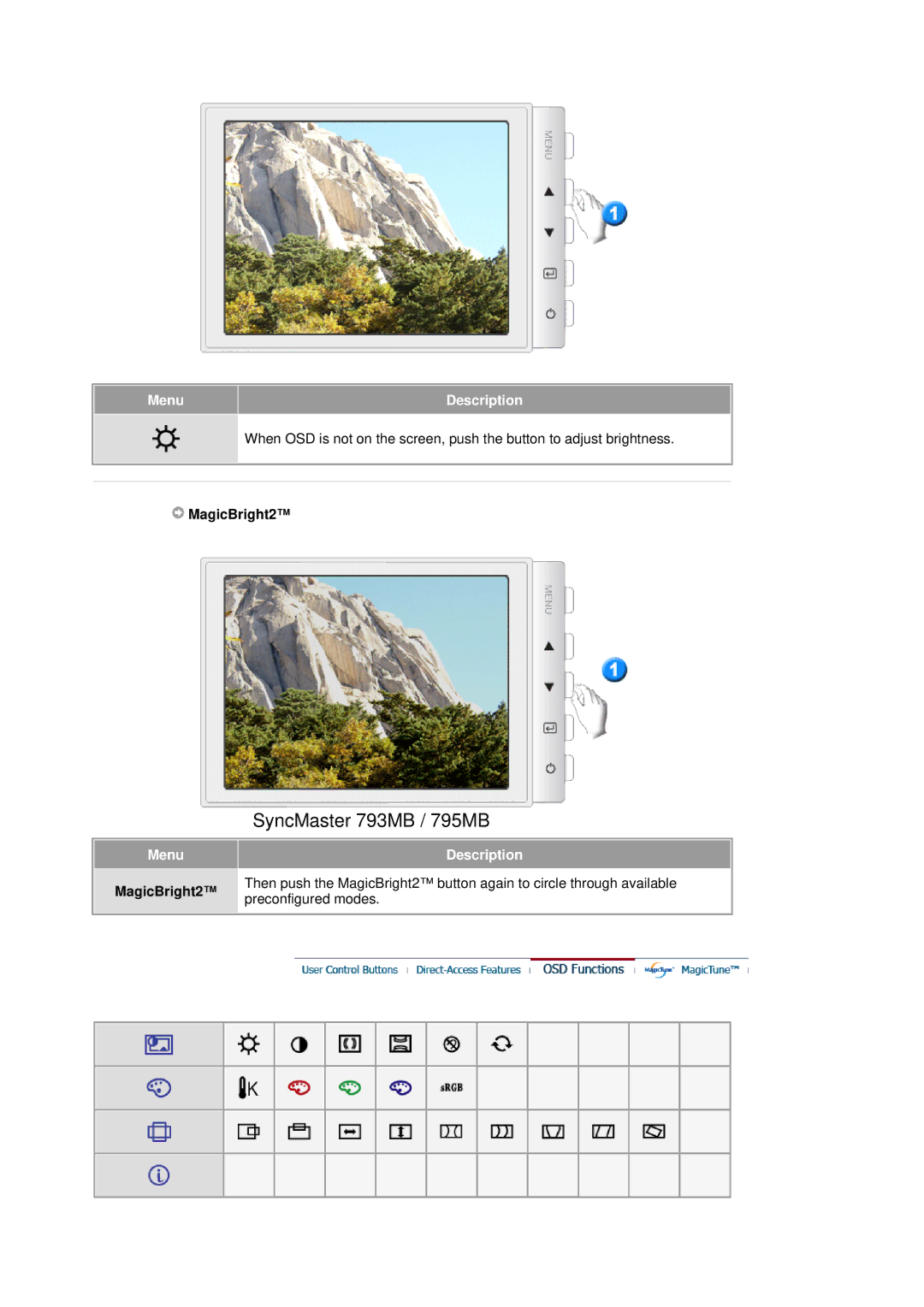 Samsung 797DF, 793S, 793V, 795DF, 783DF, 591v, 793DF manual SyncMaster 793MB / 795MB, MagicBright2 