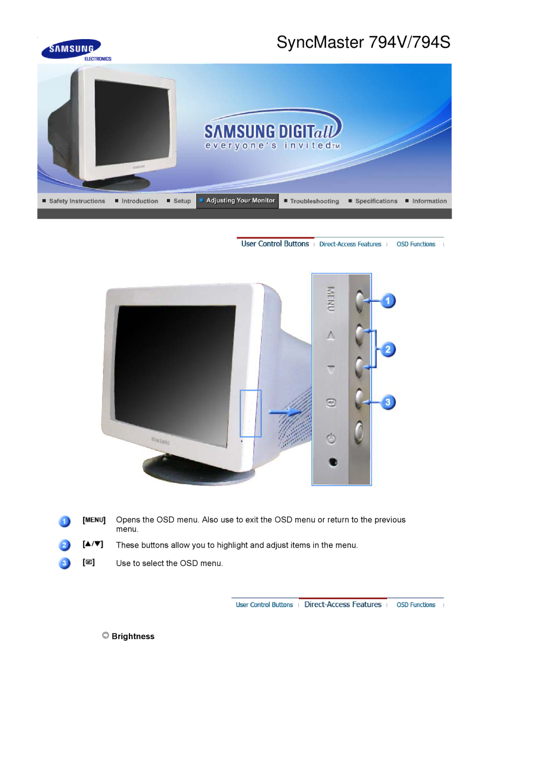 Samsung 592V, 592S, 794V, 794S manual SyncMaster 794V/794S 