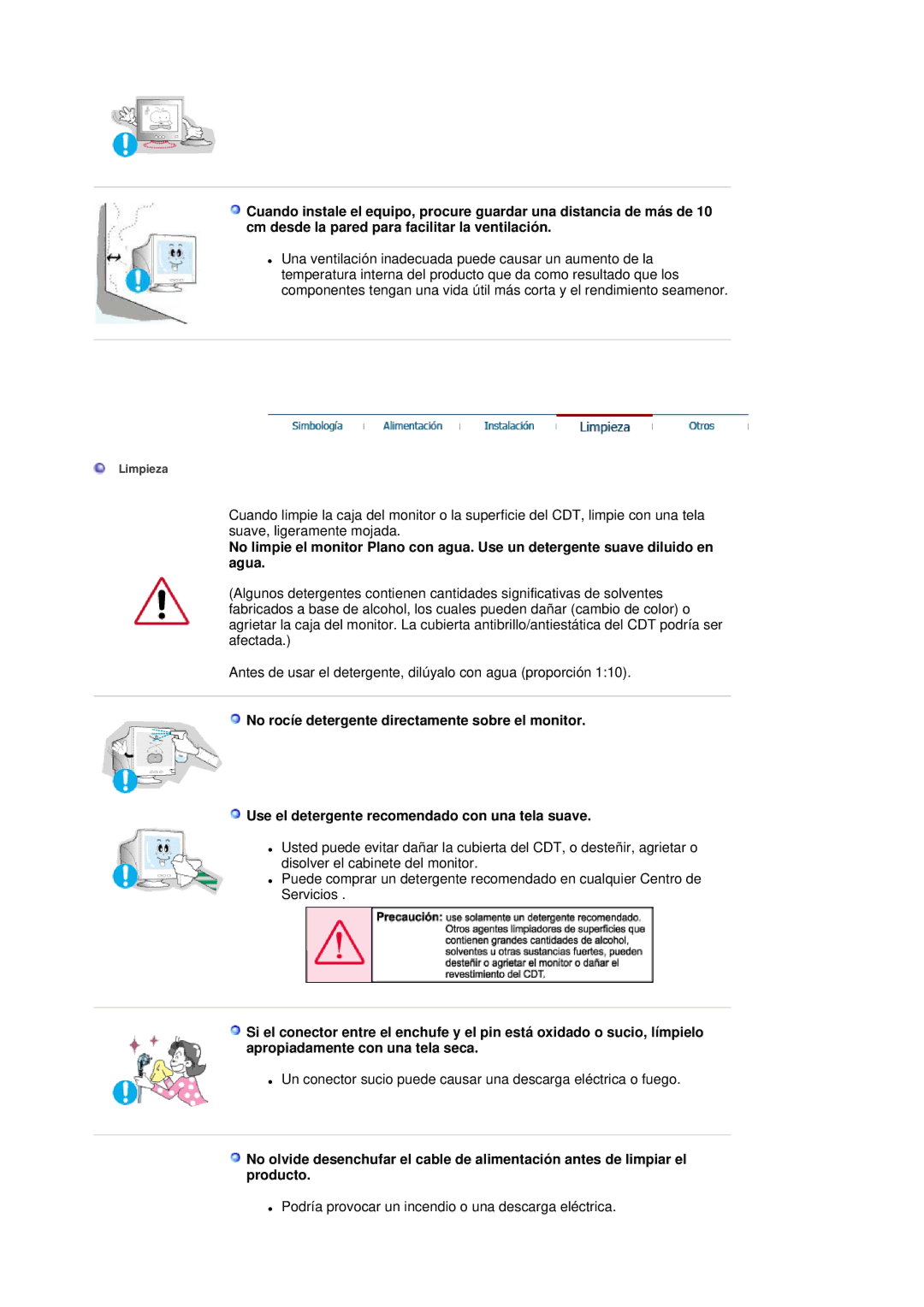 Samsung 795MB+ manual Podría provocar un incendio o una descarga eléctrica 