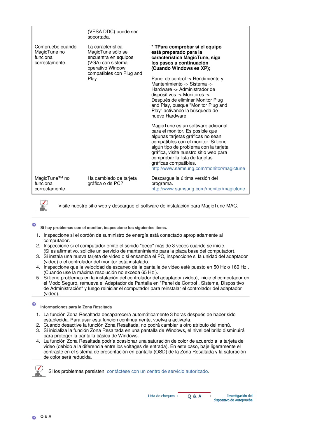 Samsung 795MB+ TPara comprobar si el equipo, Está preparado para la, Característica MagicTune, siga, Cuando Windows es XP 