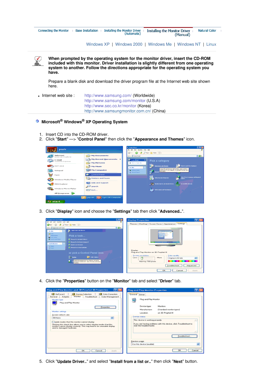 Samsung 795MB+ manual Microsoft Windows XP Operating System 