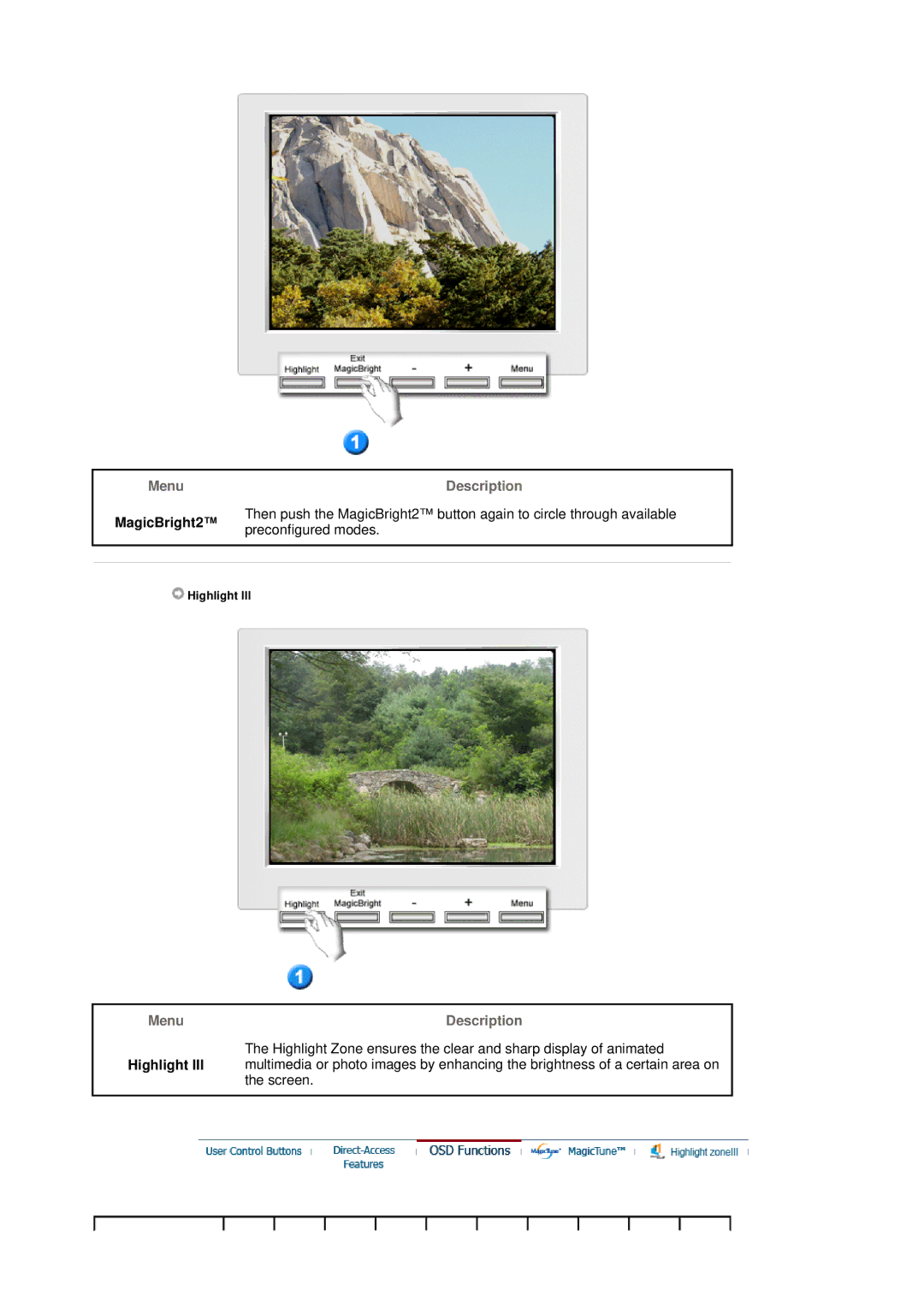 Samsung 795MB+ manual MagicBright2, Preconfigured modes 