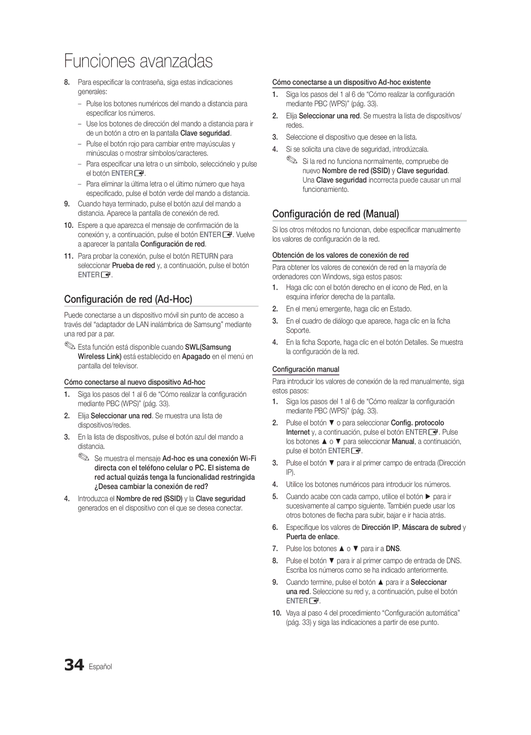 Samsung BN6802586A07, PN58C8000YFXZA, PC8000NA user manual Configuración de red Ad-Hoc, Distancia 