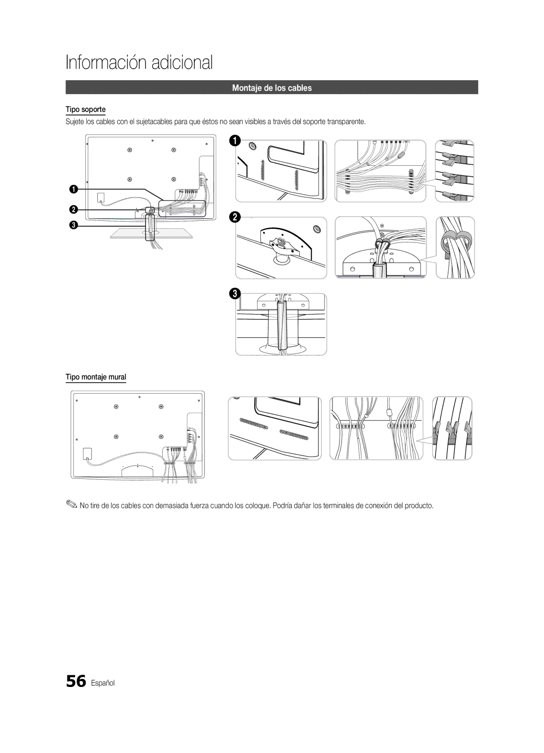 Samsung PN58C8000YFXZA, BN6802586A07, PC8000NA user manual Información adicional, Montaje de los cables 