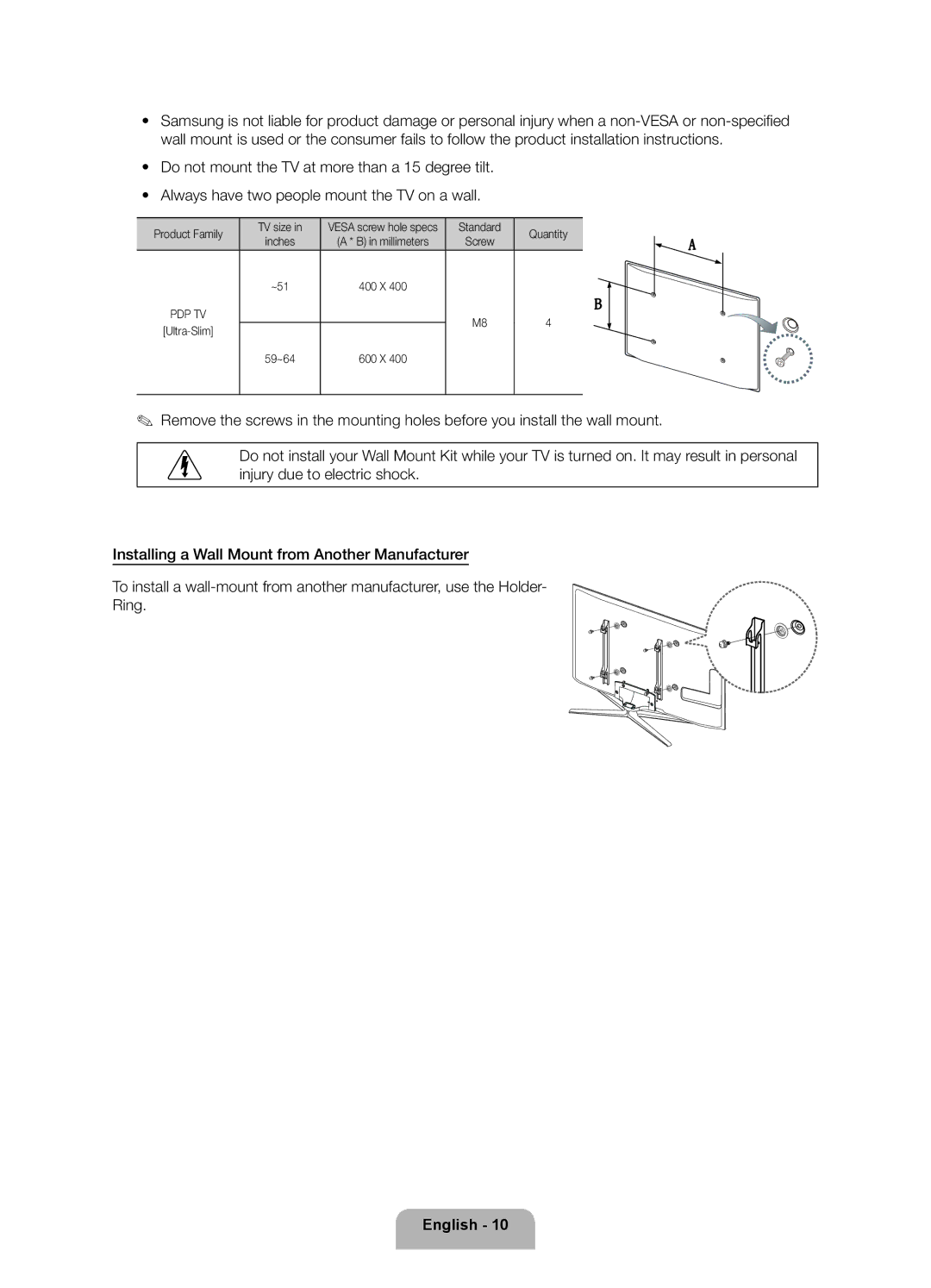 Samsung 8000 user manual Product Family TV size 