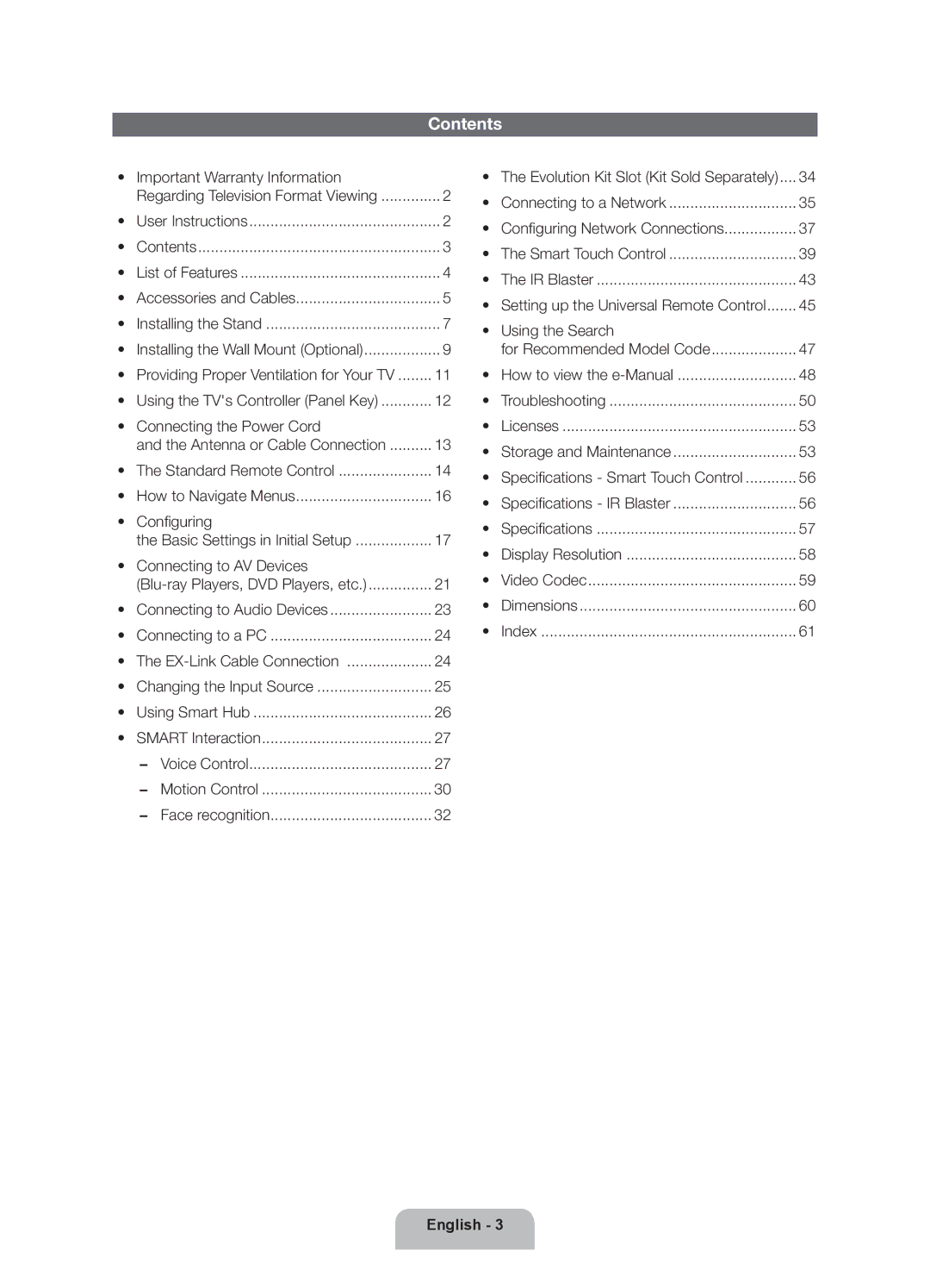 Samsung 8000 user manual Contents 