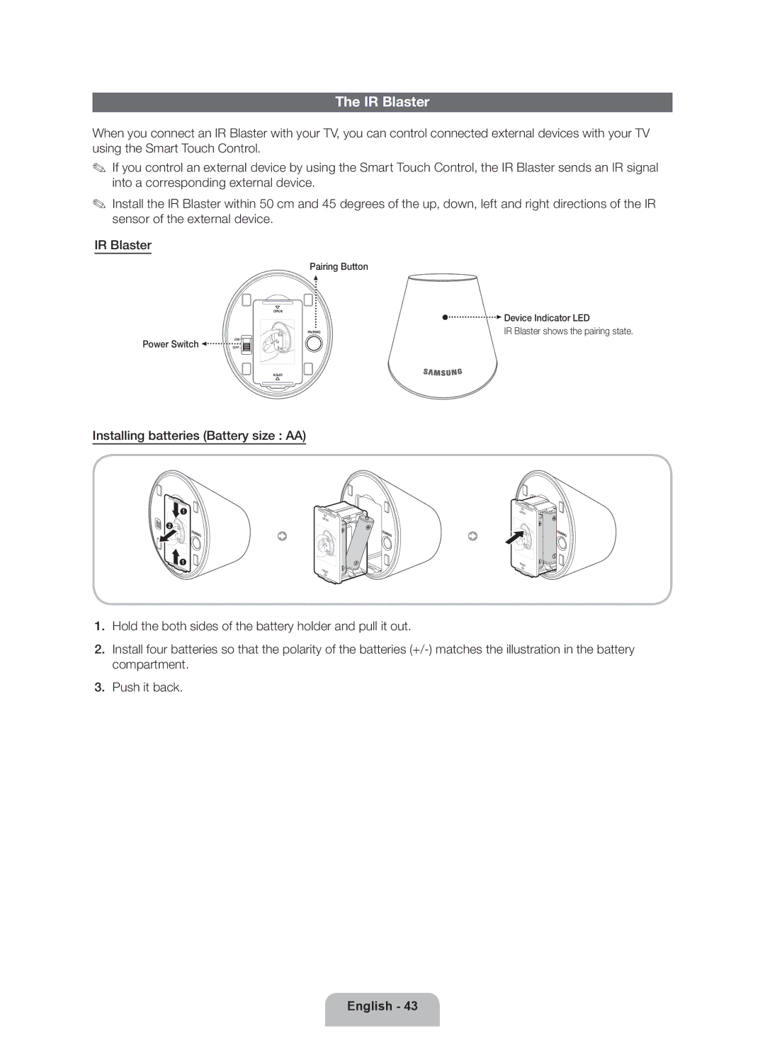 Samsung 8000 user manual IR Blaster 