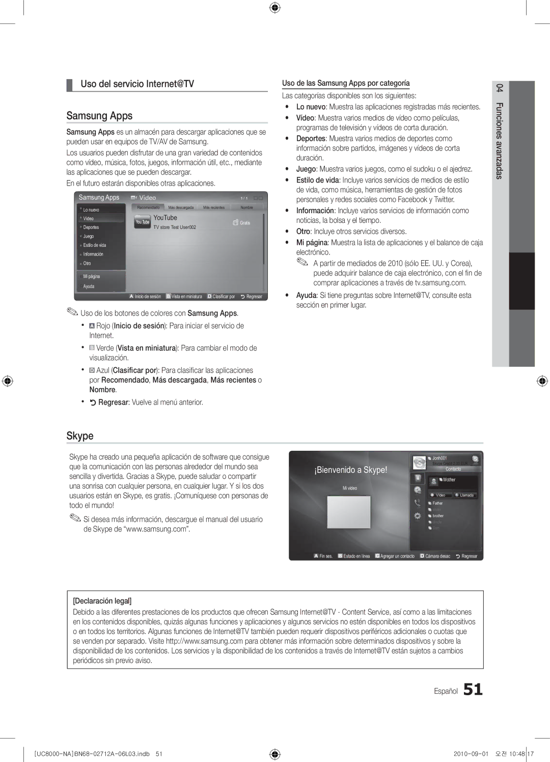 Samsung 8000 user manual Uso del servicio Internet@TV 