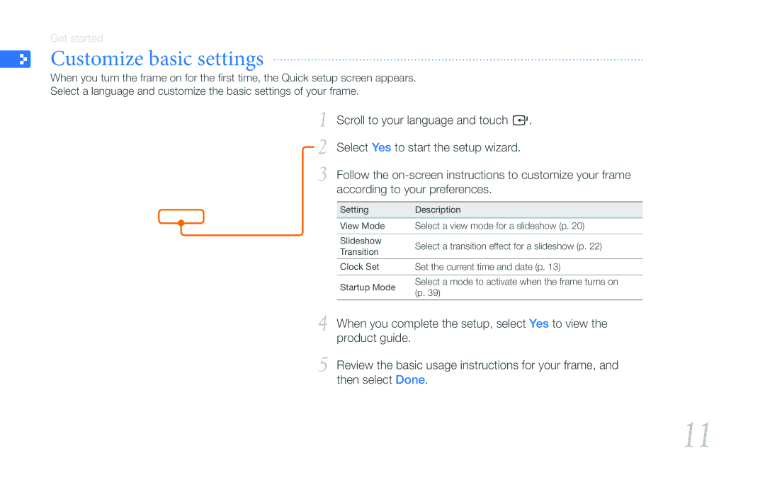 Samsung 800P user manual Customize basic settings 